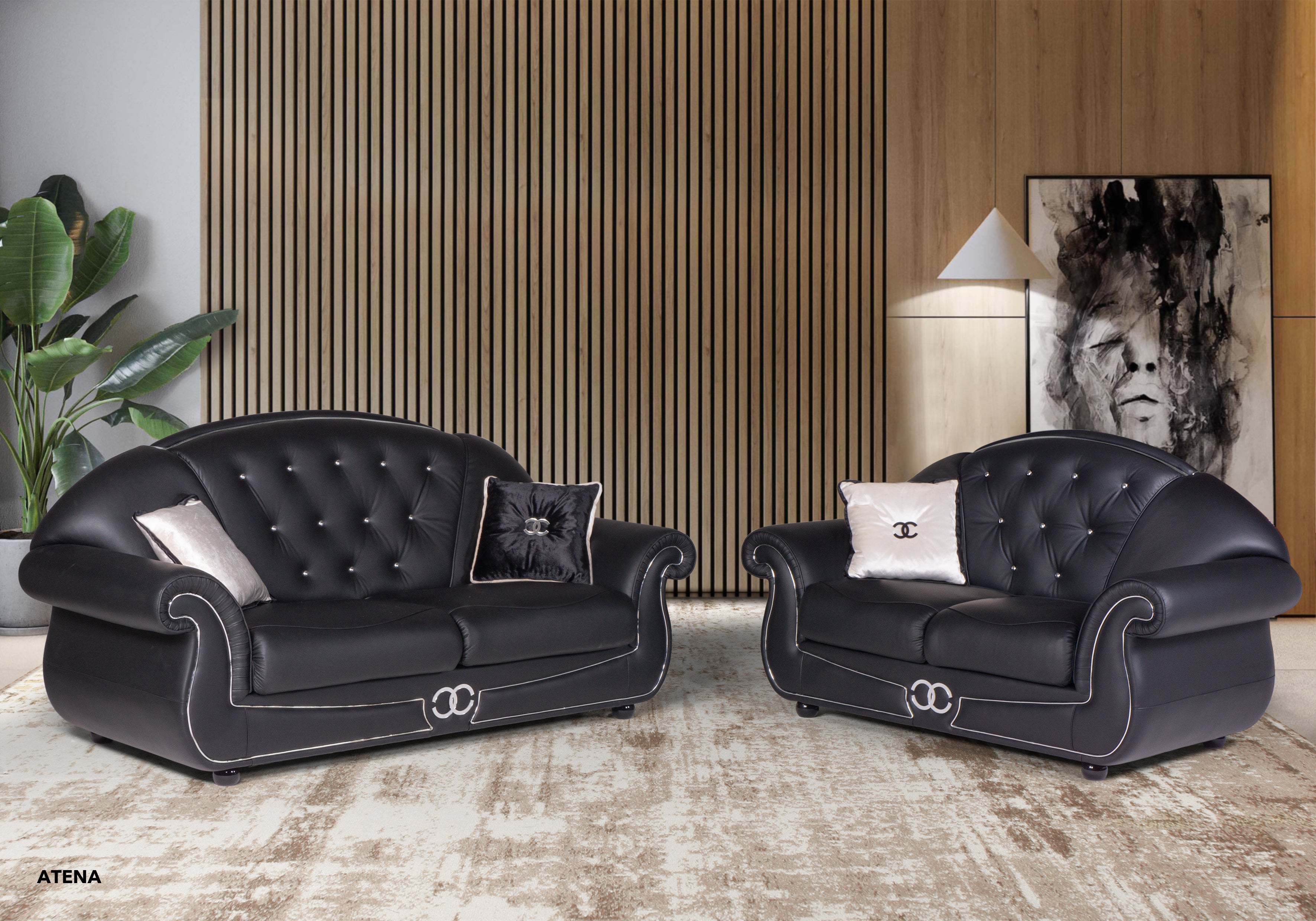 Sofa set Atena leather black