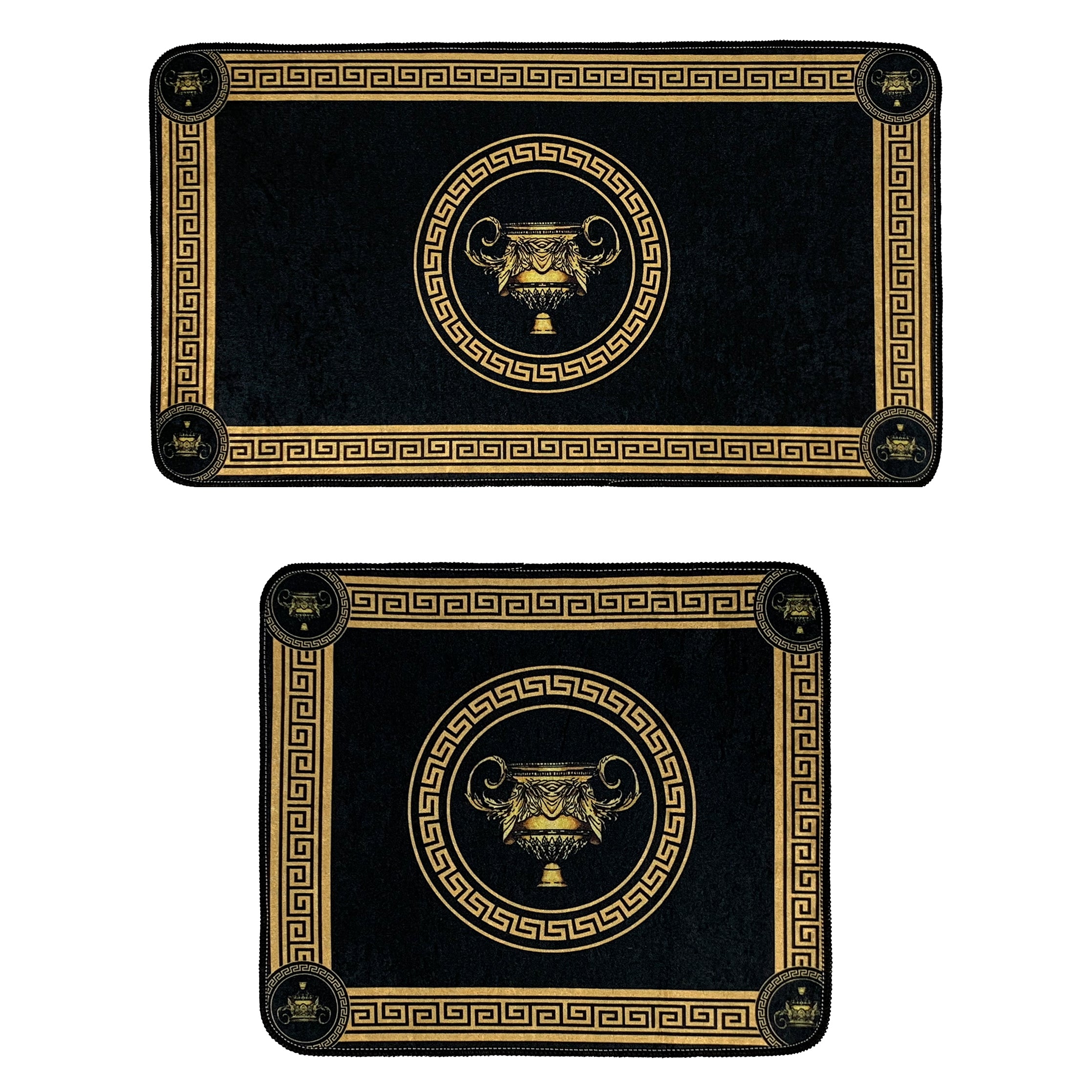Badgarnitur Amphore in schwarz gold - waschbar, saug- und rutschfest