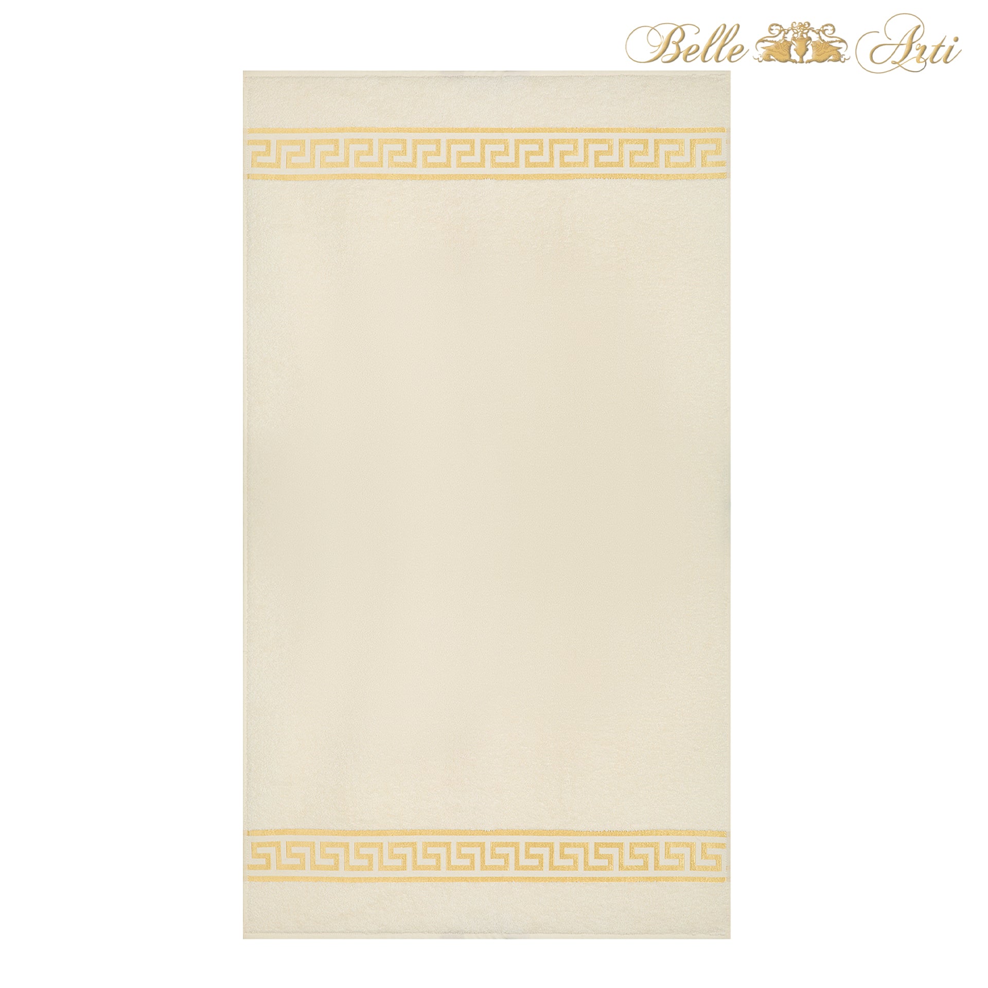 Premium Handtuch Mäander in beige gold - 100% Baumwolle Frottee - Stickerei