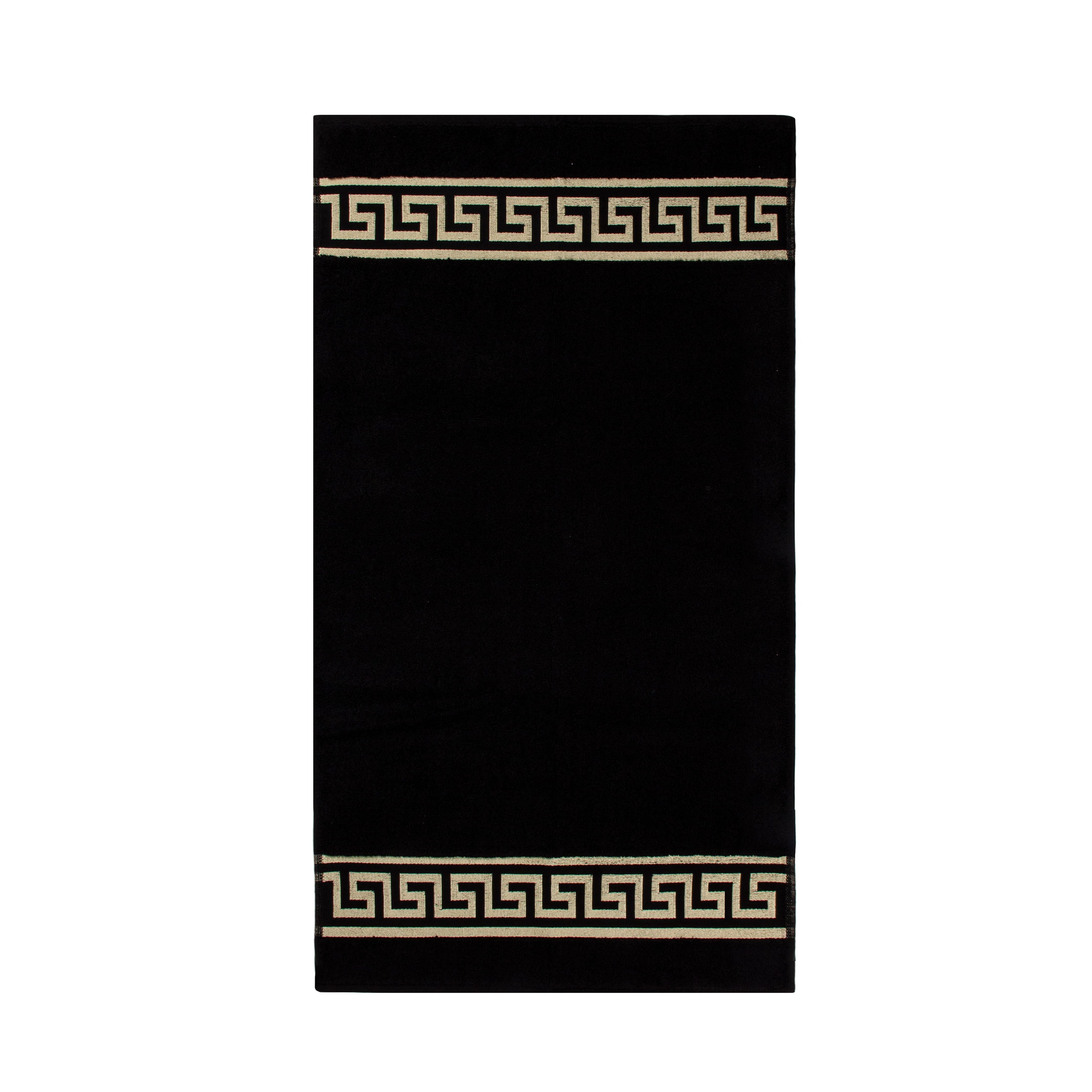 Bath mat shower mat meander design in black, white and beige