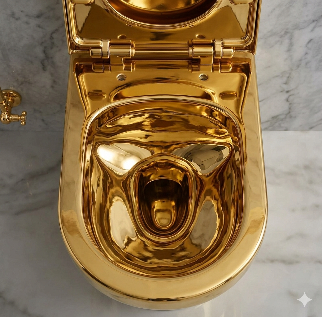 Exklusive Toilette & Waschbecken Gold innen und außen
