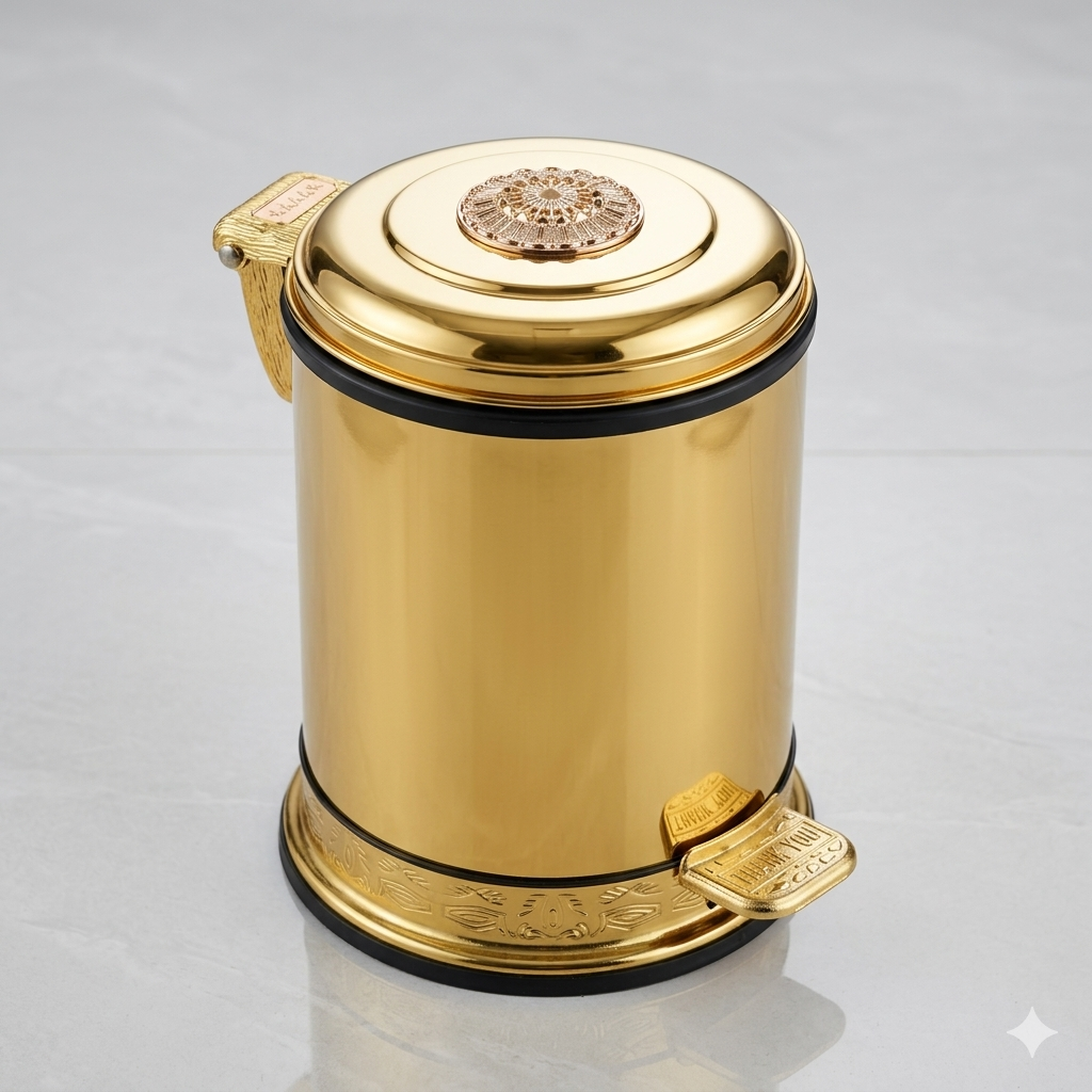 Goldener Treteimer aus Edelstahl mit Fußpedal – 6L oder 10L