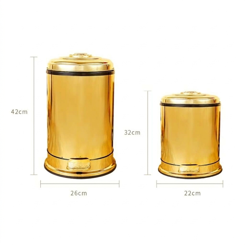 Goldener Treteimer aus Edelstahl mit Fußpedal – 6L oder 10L