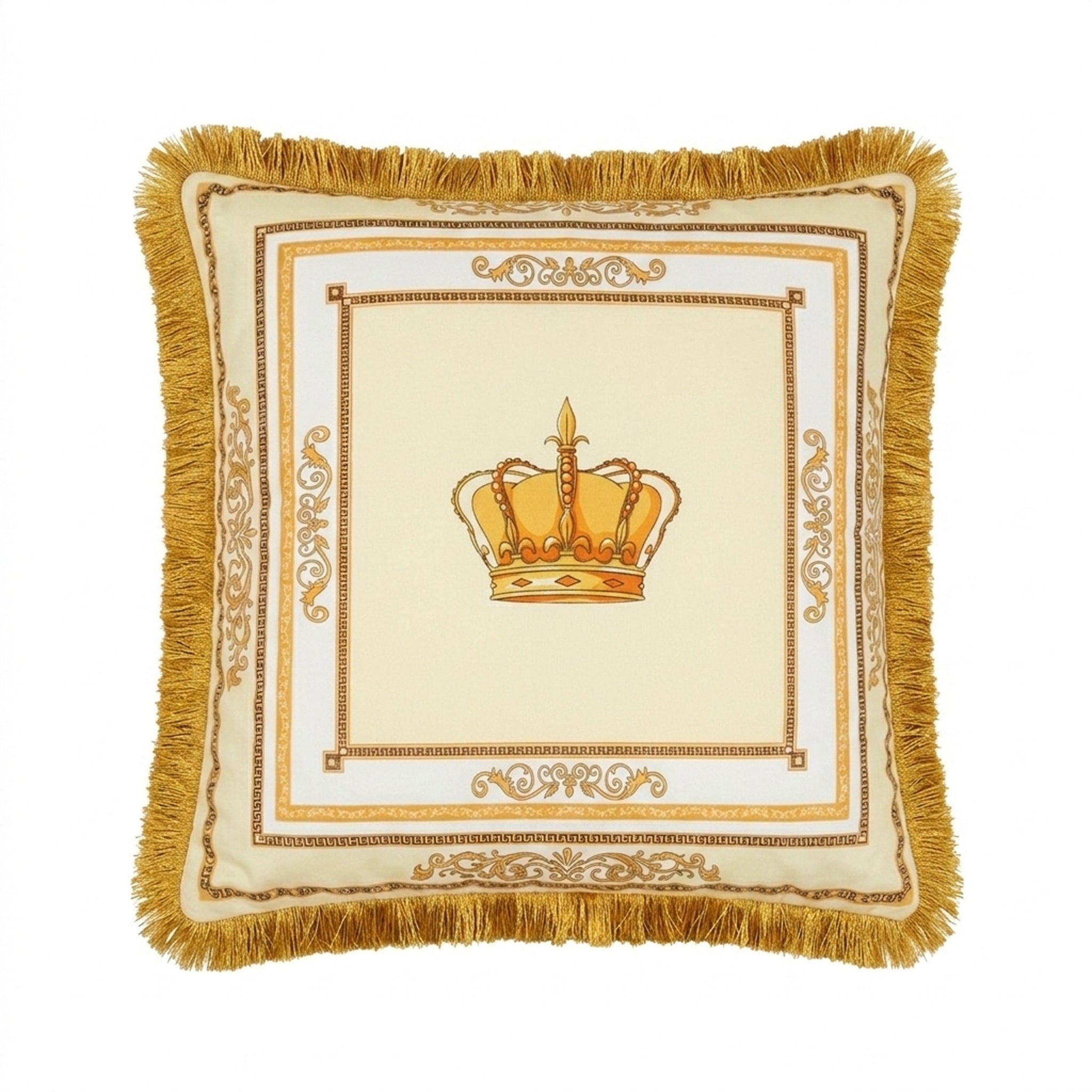 Luxus Samt-Kissen mit Löwen- oder Kronenmotiv – Elegantes Wohnaccessoire in Beige/Weiß (45x45 & 60x60 cm)