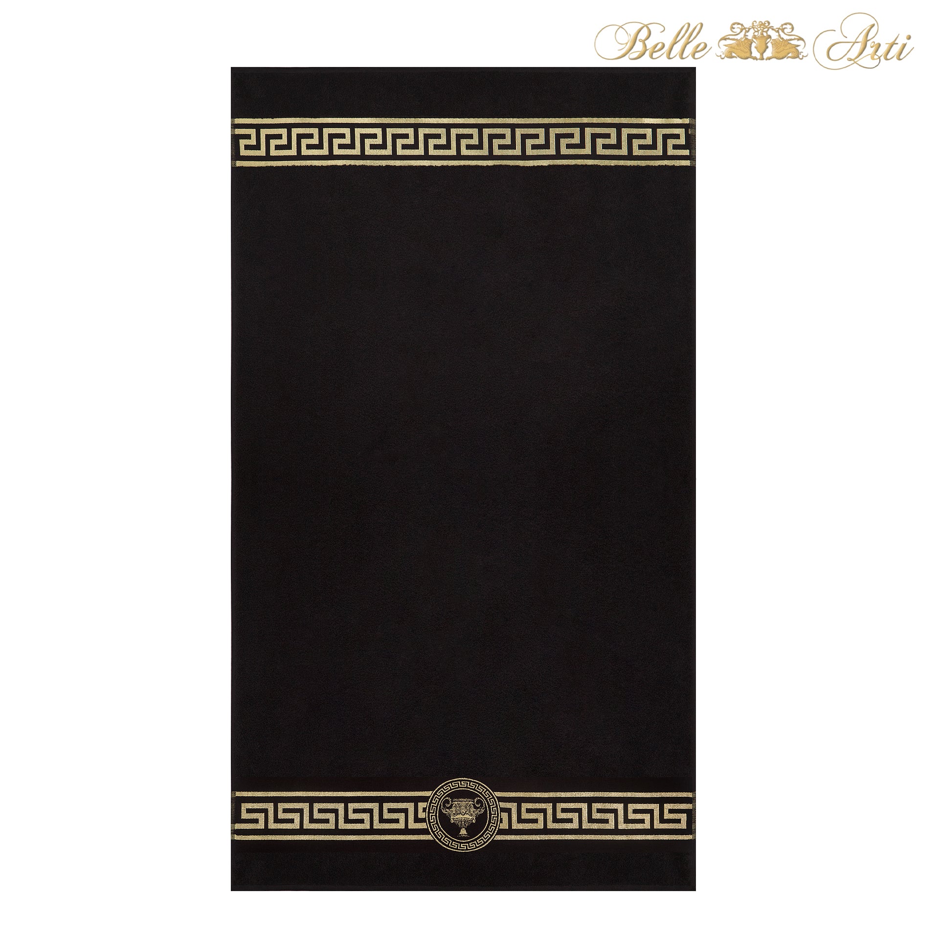 Luxury towels Meander Amphora in black gold - 100% cotton - soft and absorbent