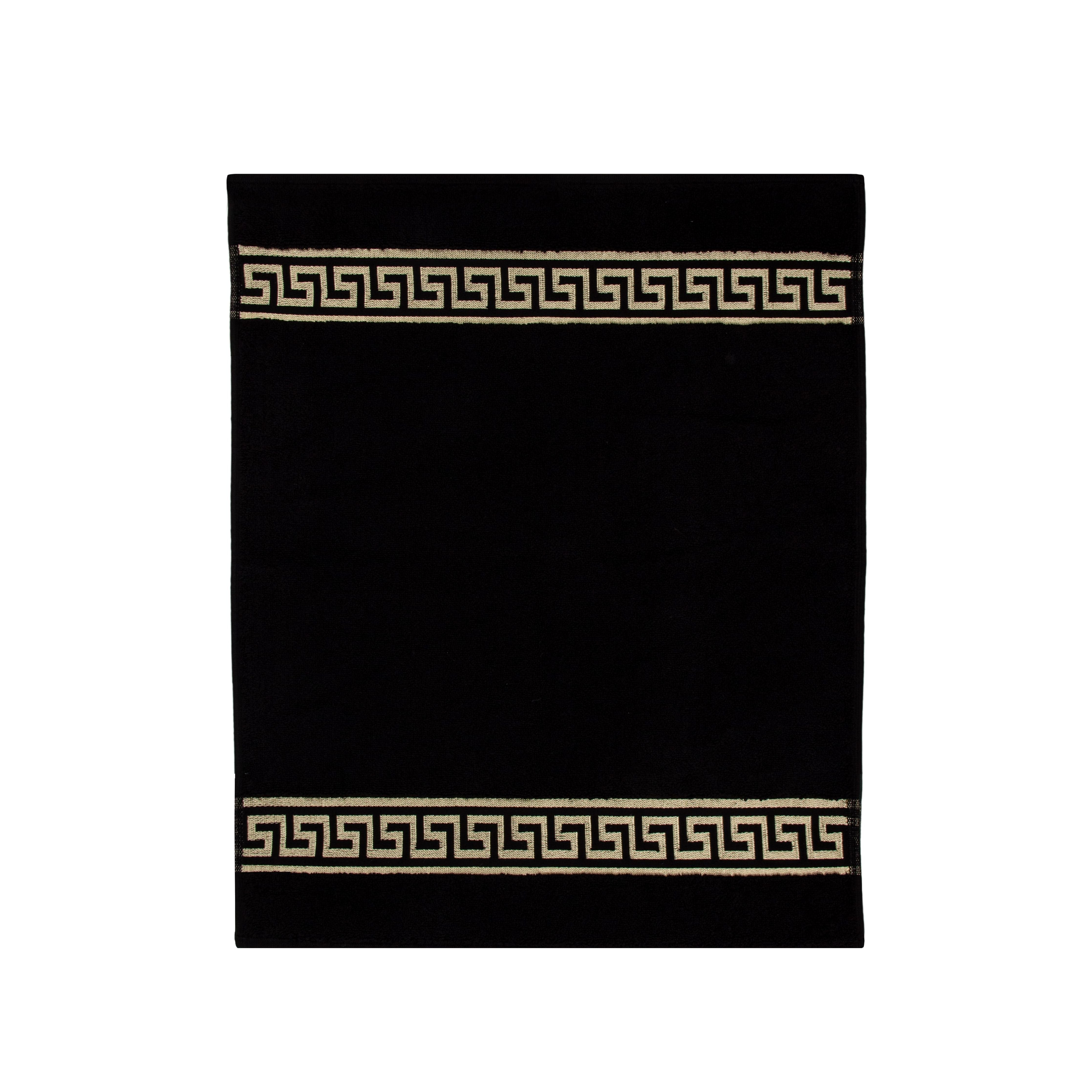 Badematte Badvorleger Set in Mäander Design - schwarz, weiss, oder beige gold - 100% Baumwolle