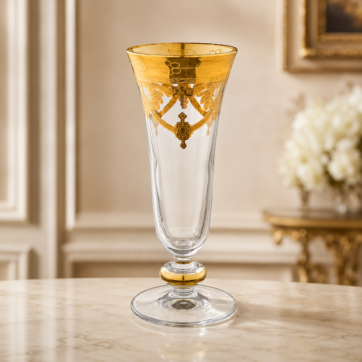 Exclusive luxury Murano champagne & prosecco glasses Floral