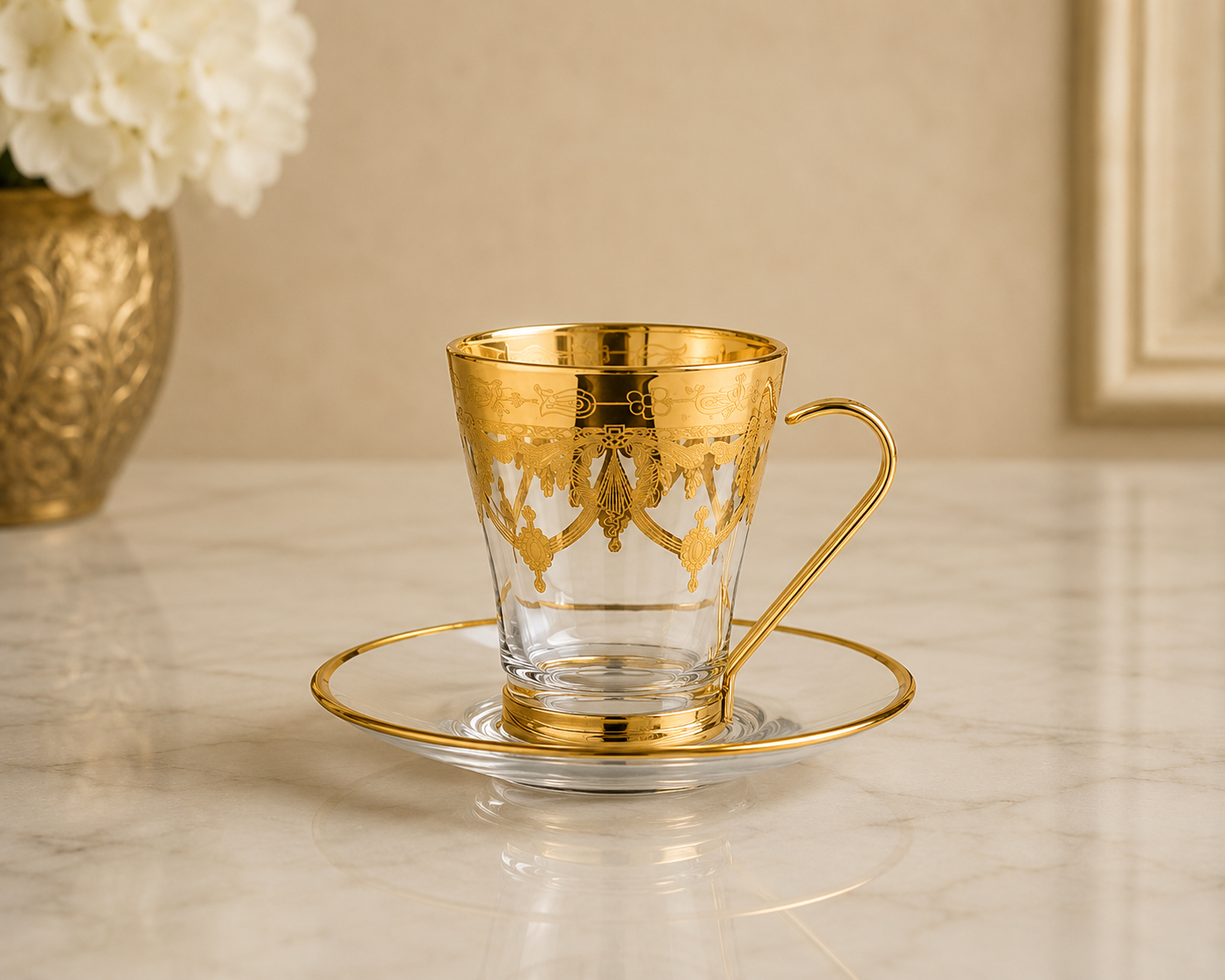A293 Murano Floral Glasses - Tea