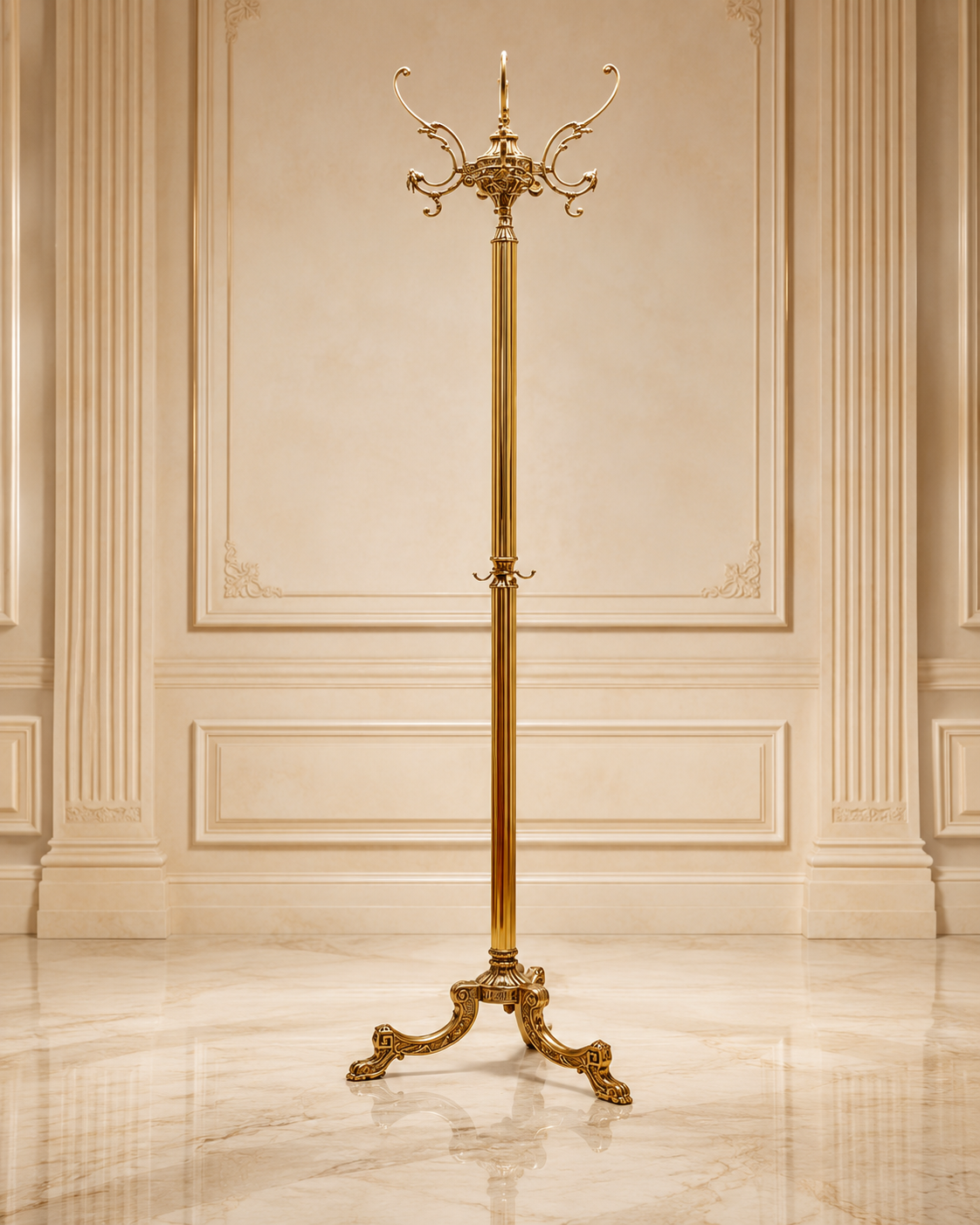 Exkluisver Garderobenständer aus Messing in gold - Vintage Barock Design - freistehend und stabil