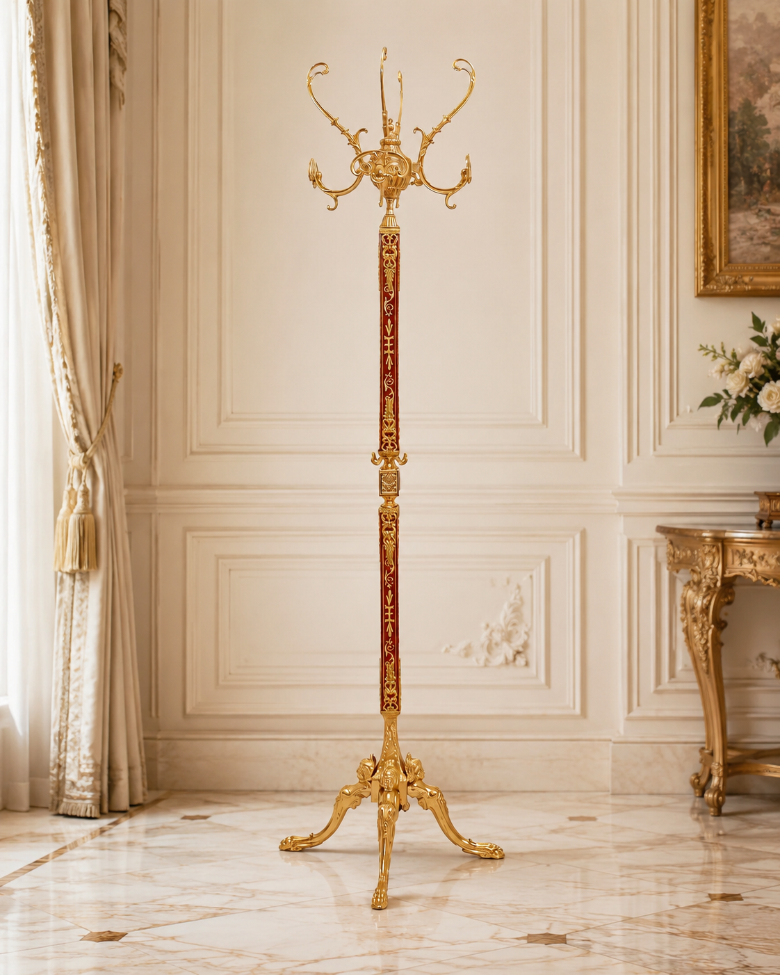 Coat rack stand Intarsien gold 701