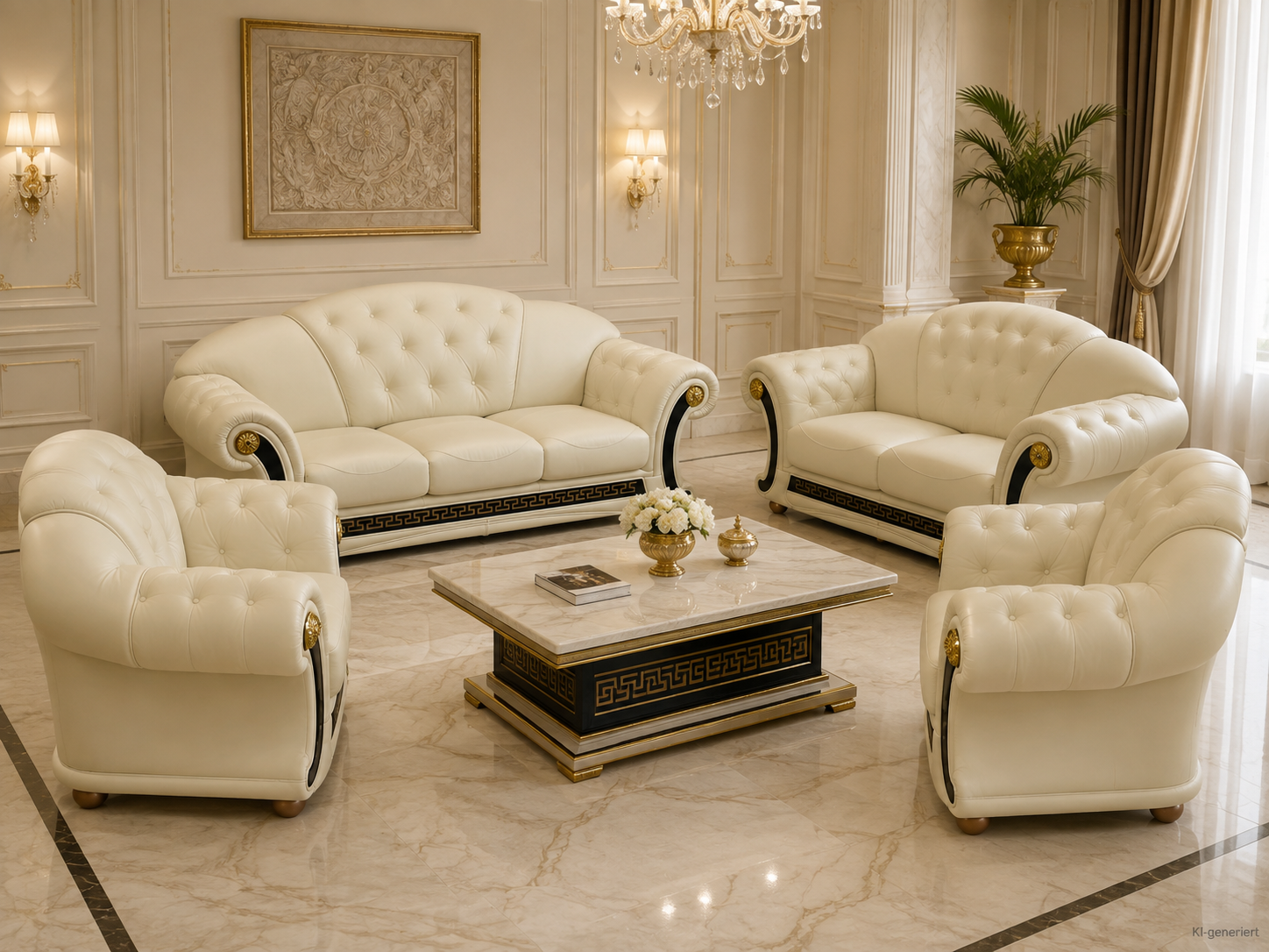 Couchgarnitur Venus Royal Leder Beige