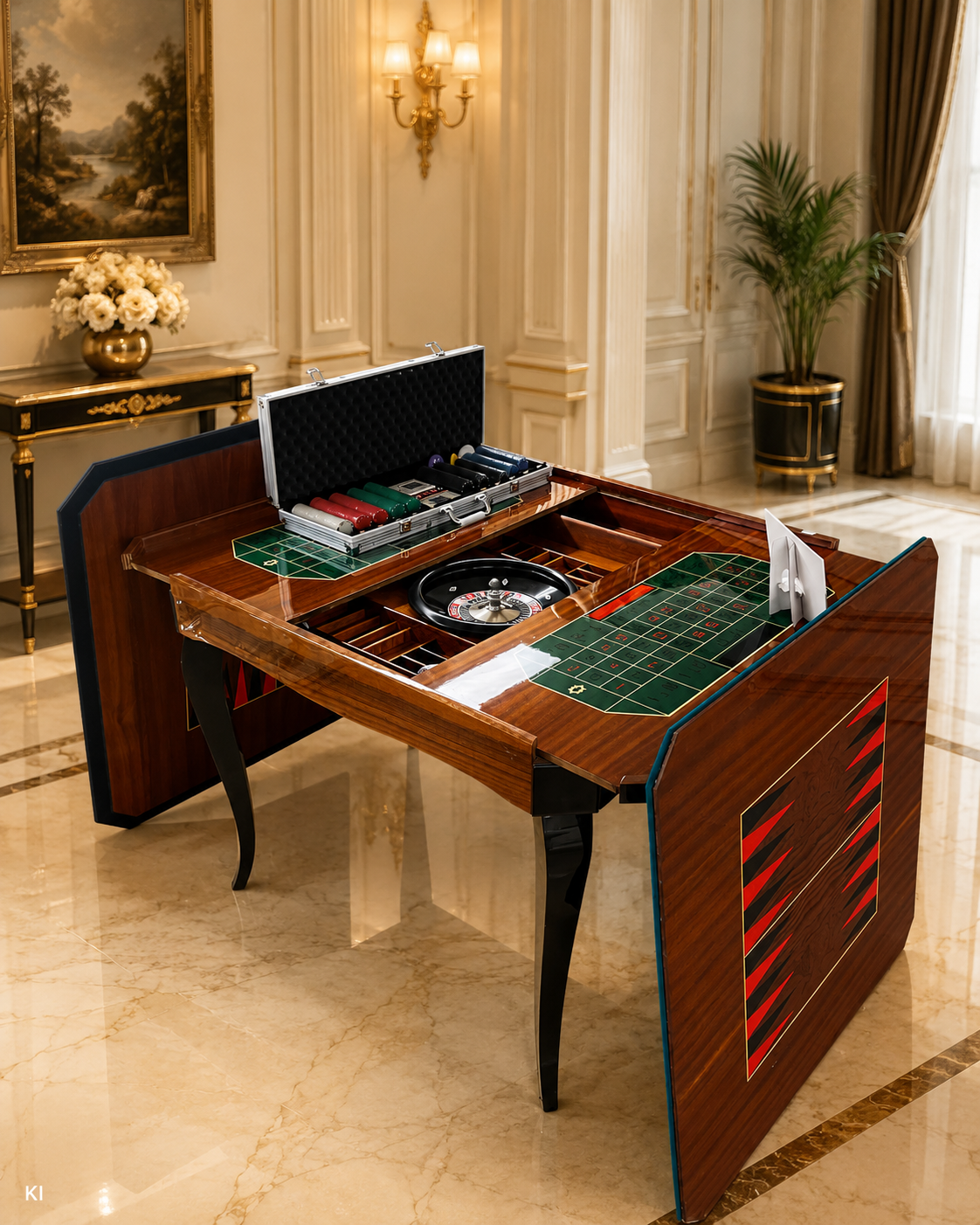 Luxuriöser multifunktionaler Spieltisch aus Holz – 92 × 92 cm