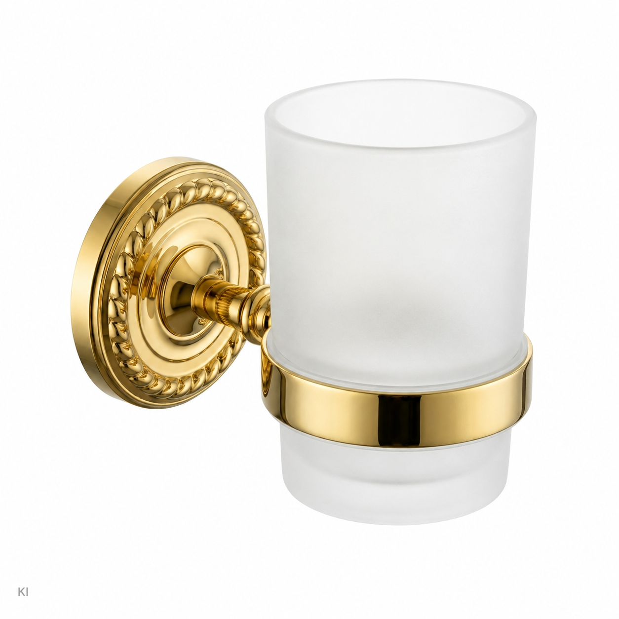 Verona Zahnputzbecher mit Wandhalter in Gold und satiniertem Glas