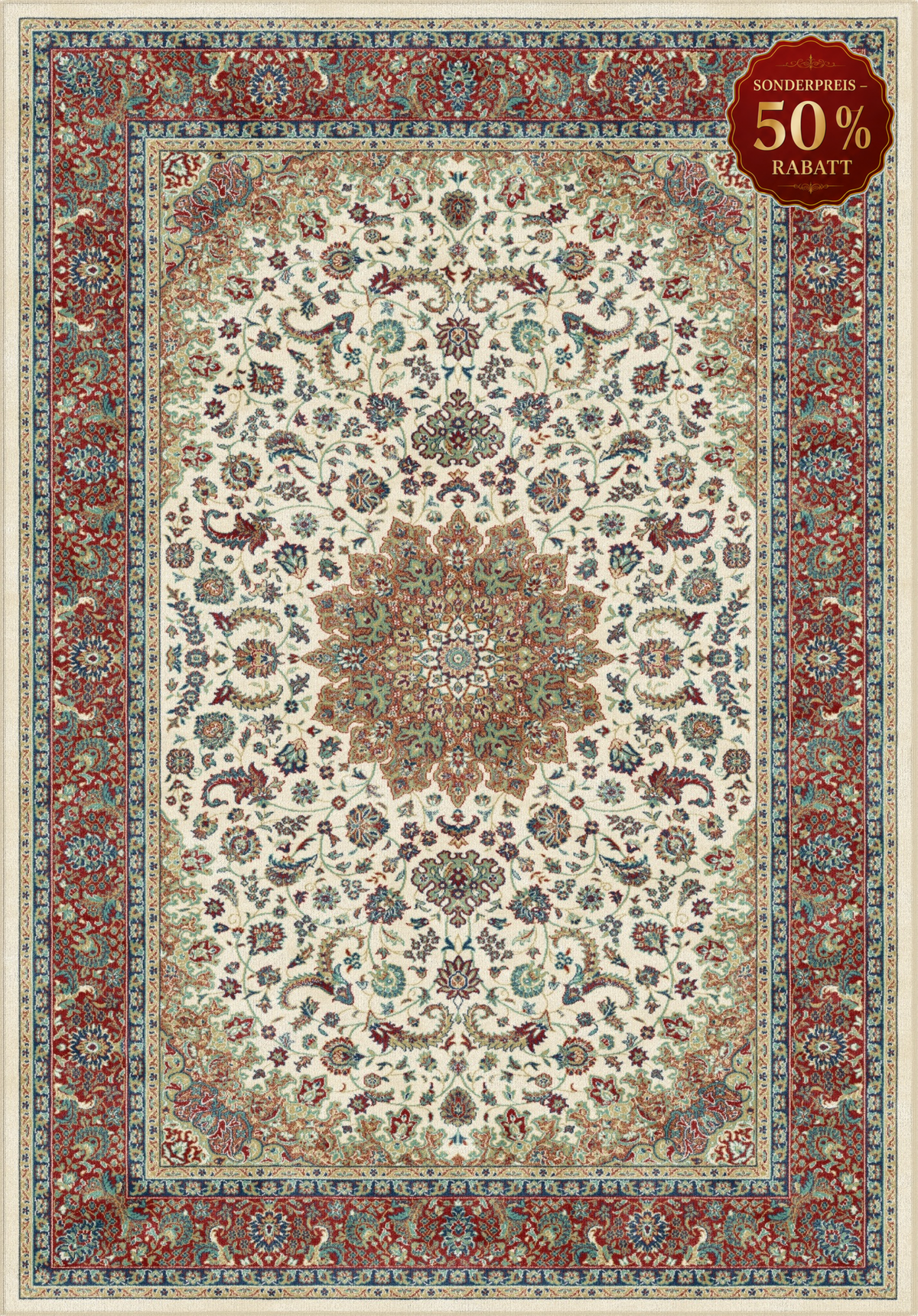 Teppich Orient Muster 144 Rot Beige Rosa mit Fransen