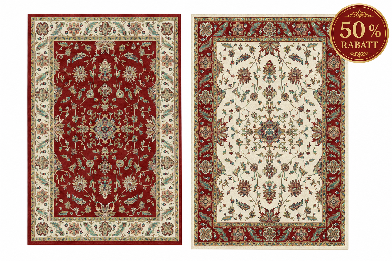 Teppich Orient Muster 433 Rot Beige mit Fransen