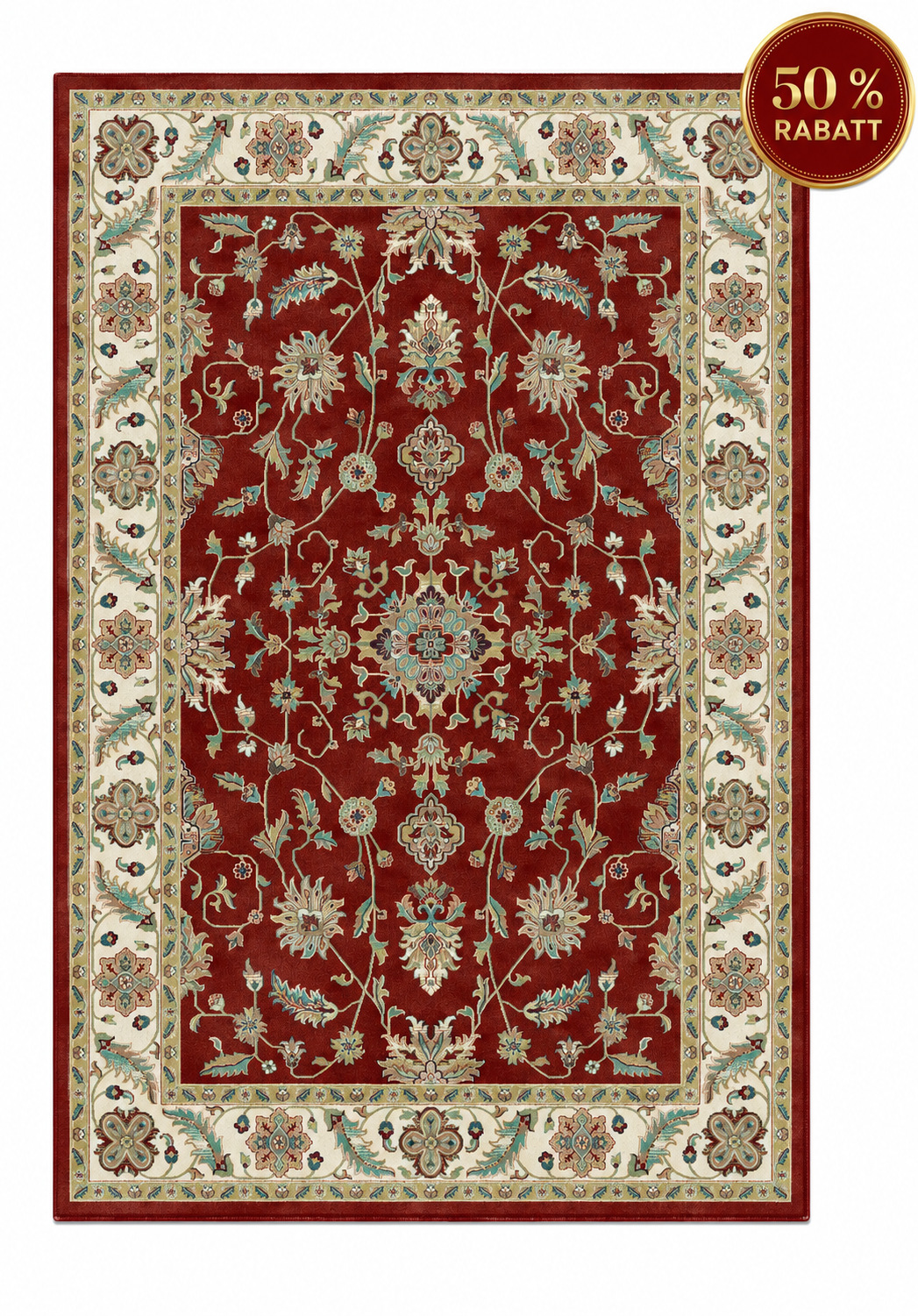 Teppich Orient Muster 433 Rot Beige mit Fransen