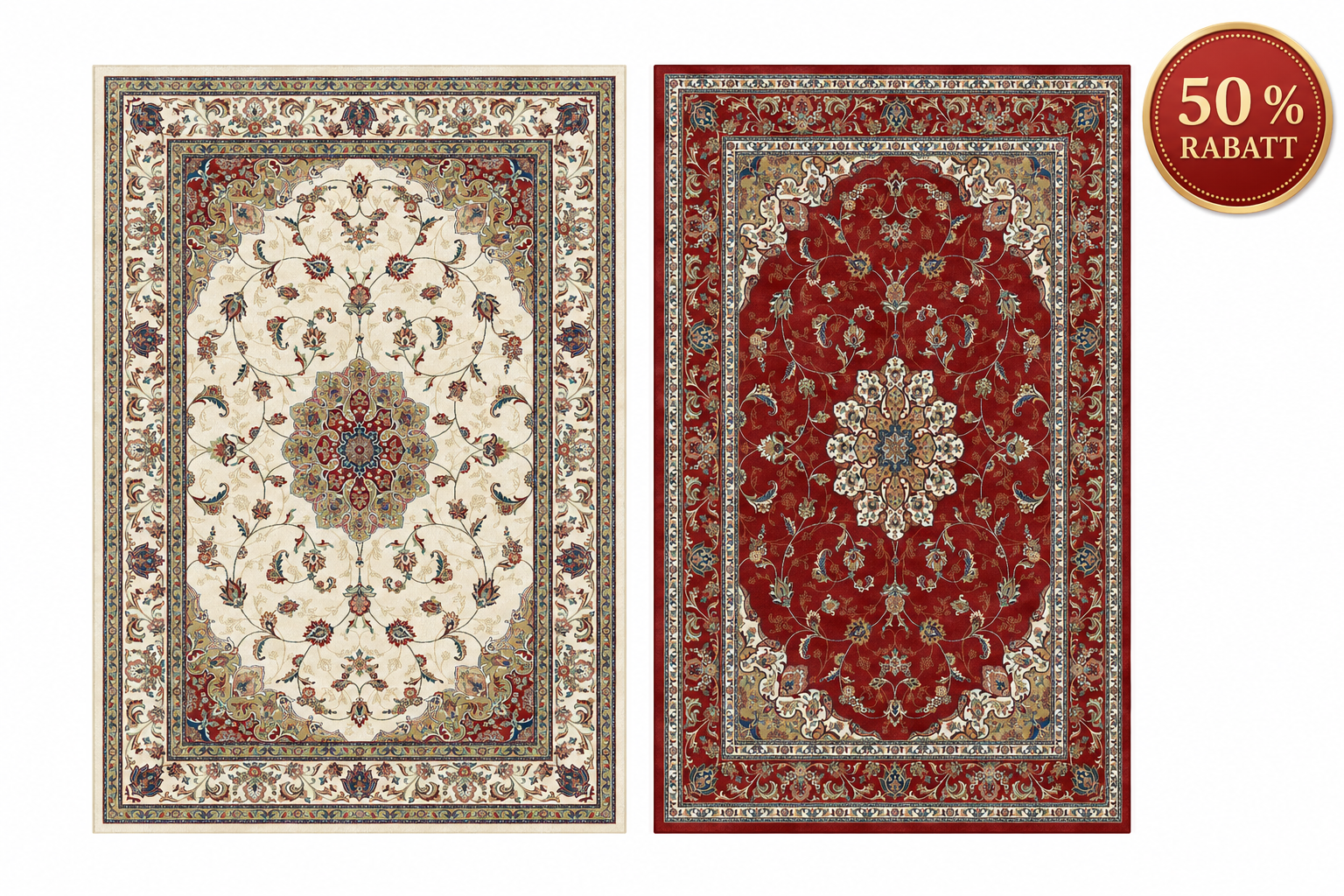 Teppich Orient Muster 502 Rot Beige mit Fransen