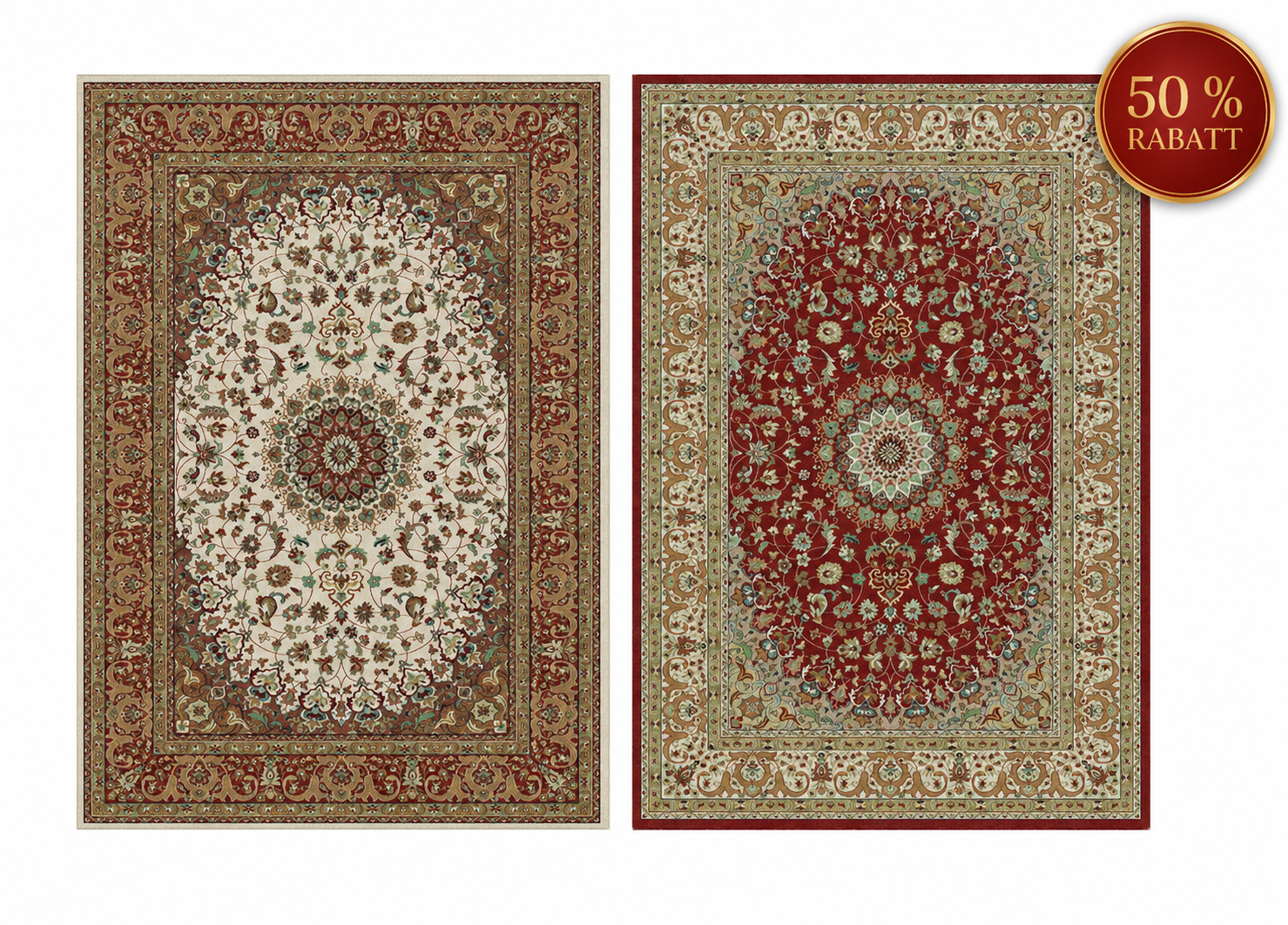 Teppich Orient Muster 534 Rot Beige mit Fransen