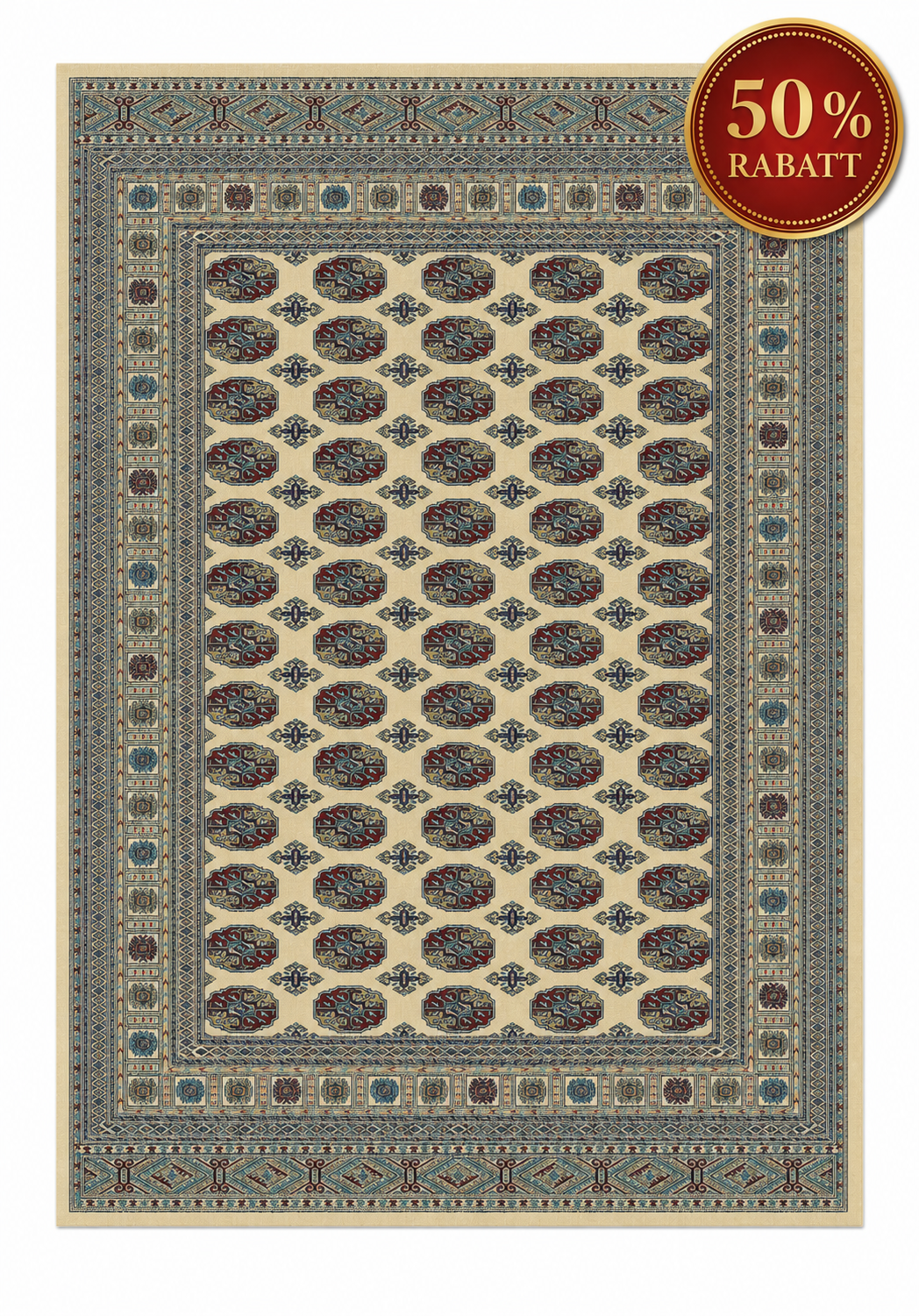Teppich Orient Muster 248 Beige mit Fransen