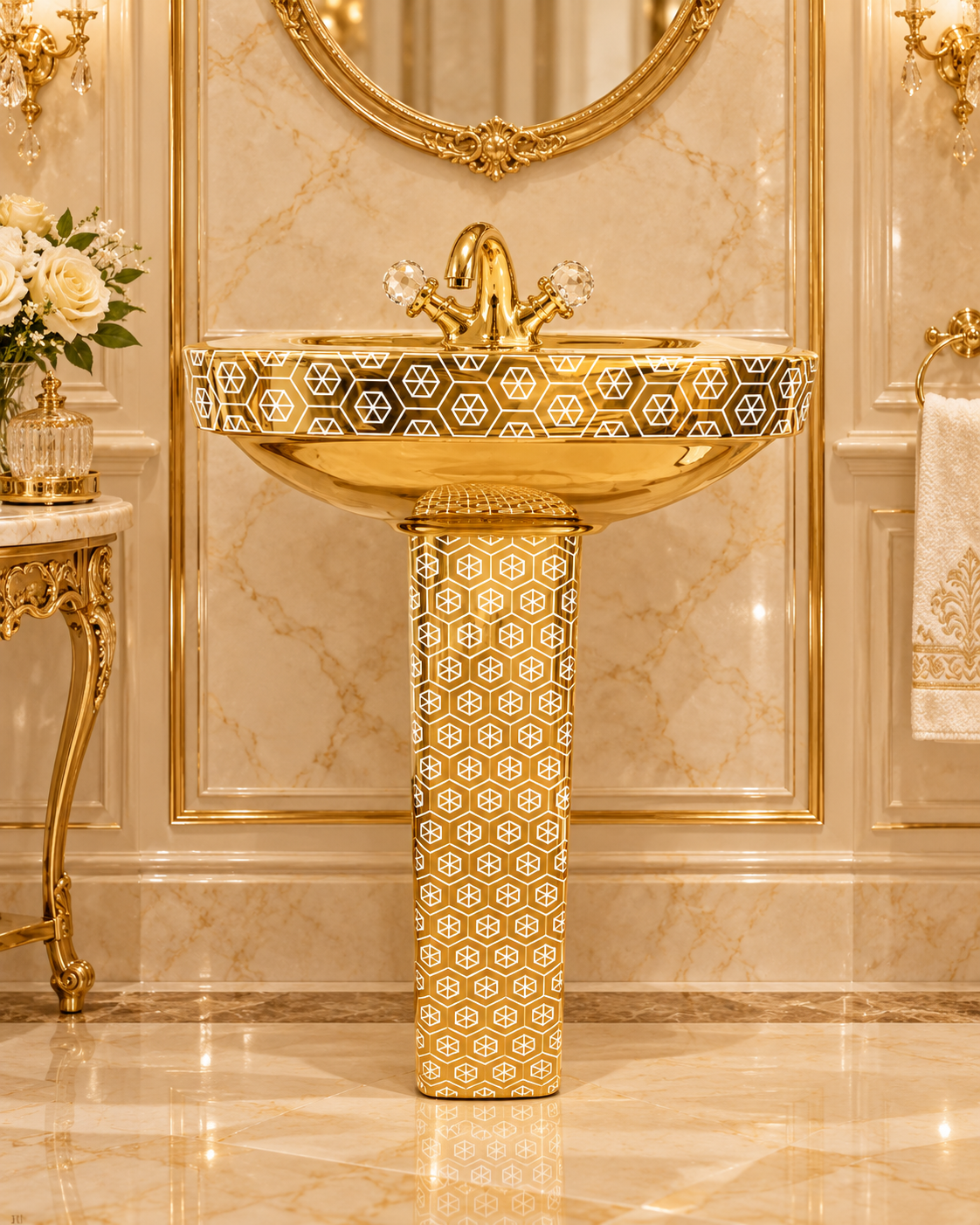 Goldene Toilette Kariert Sechseckig Modell 2