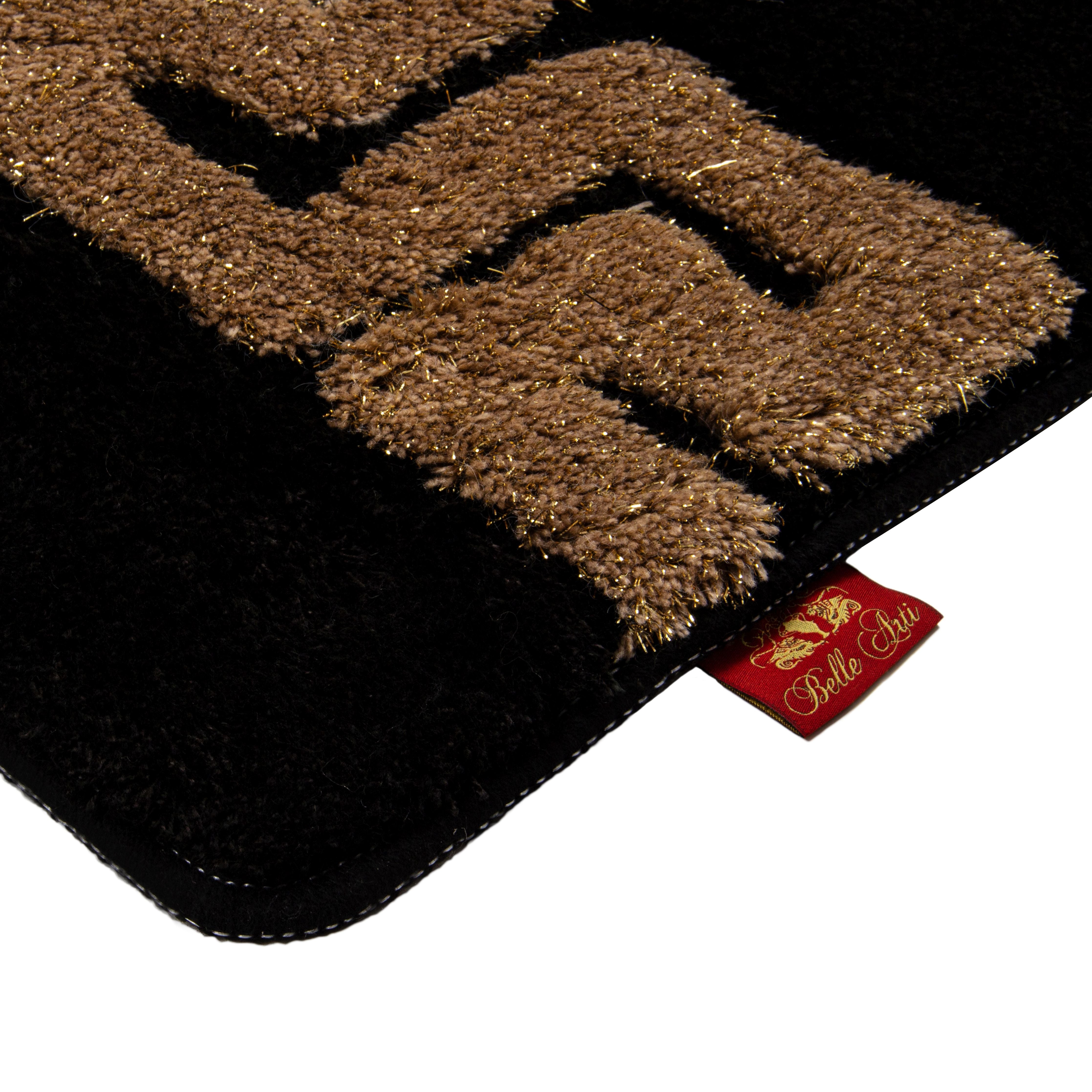 Luxus Badematte Duschvorleger mit Mäander Motiv in schwarz oder weiss gold 100% Acryl