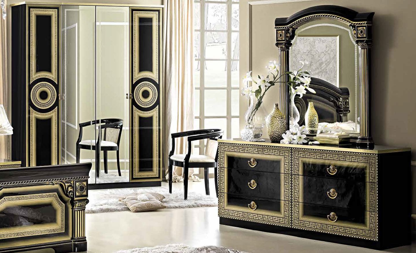 Schlafzimmer Aida Schwarz-Gold