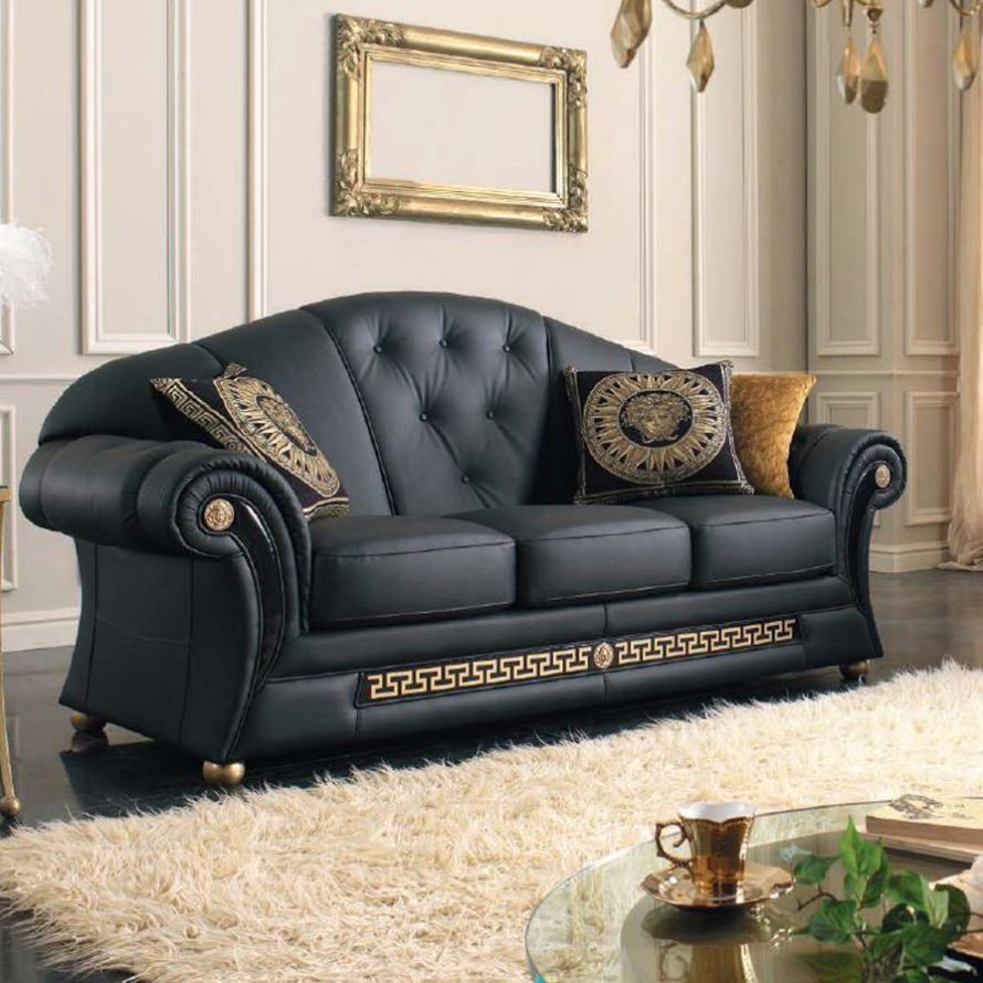 Couchgarnitur Prestige Leder Schwarz