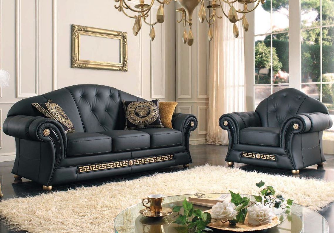 Couchgarnitur Prestige Leder Schwarz