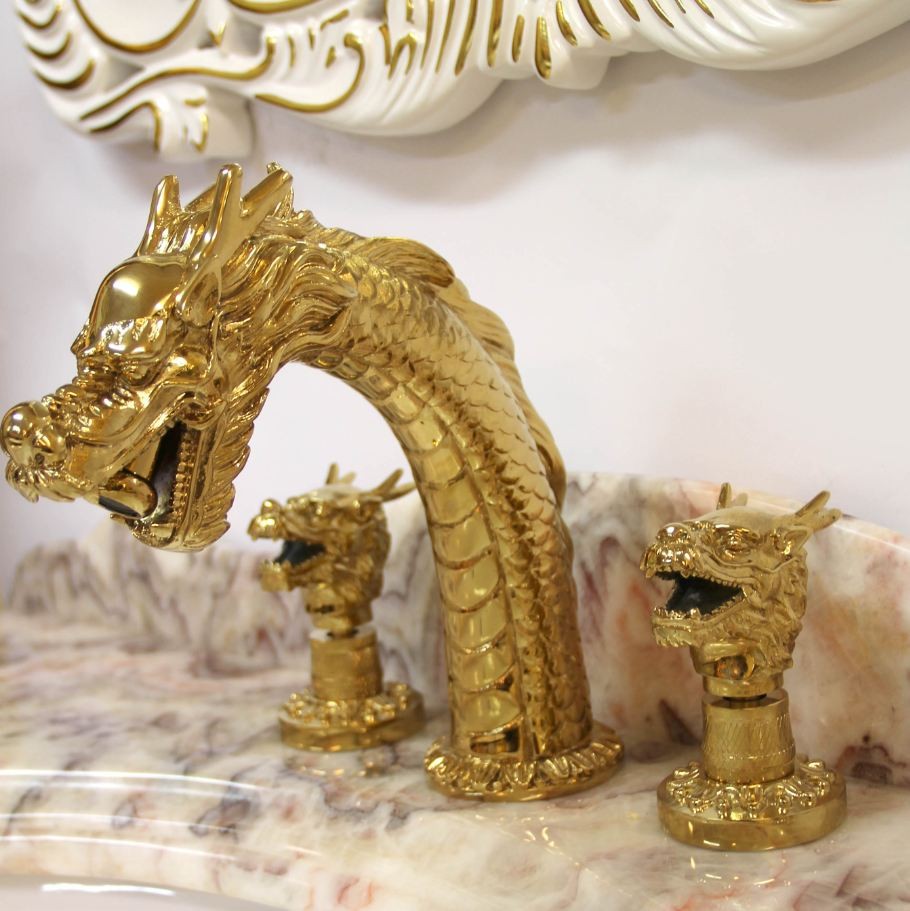 Bathroom faucet dragon gold plated