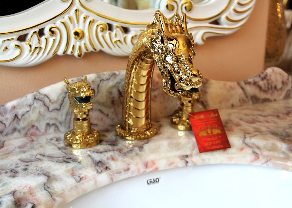 Bathroom faucet dragon gold plated