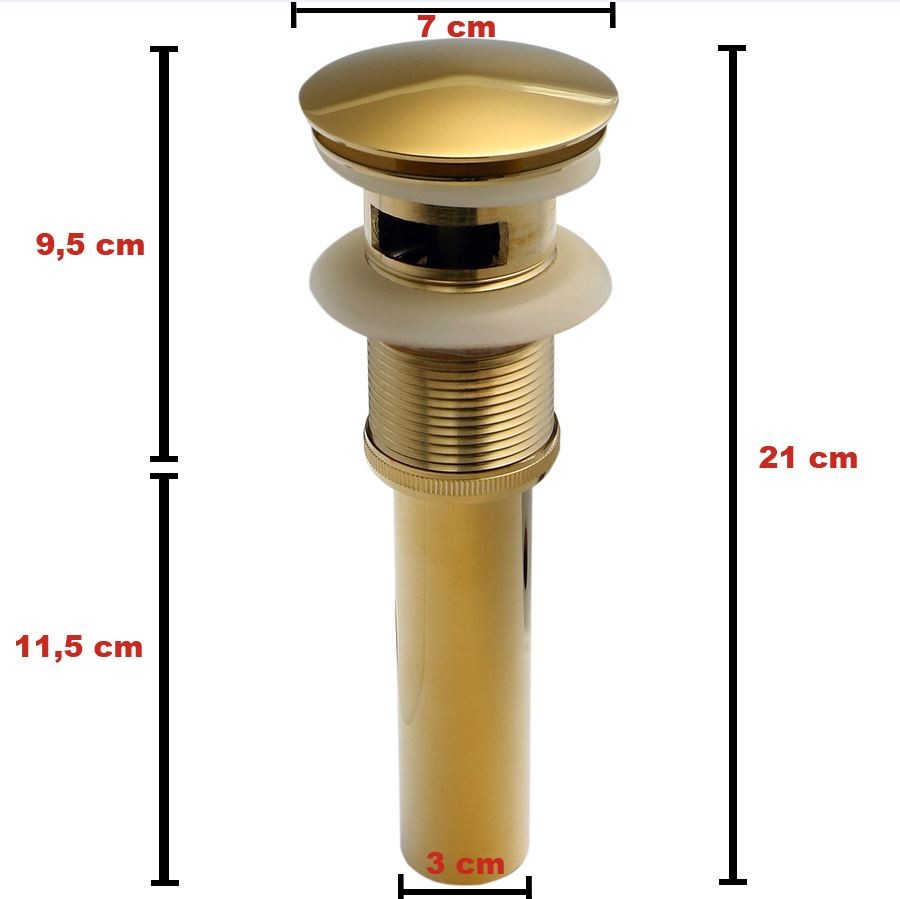 Pop Up Ventil Ablaufventil Ablaufgarnitur Siphon Waschbeckenstöpsel in Gold aus Messing - vergoldet, poliert