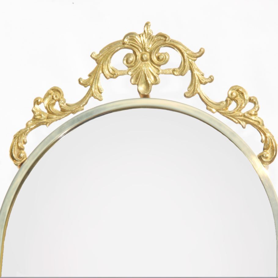 Baroque standing mirror with brass crown