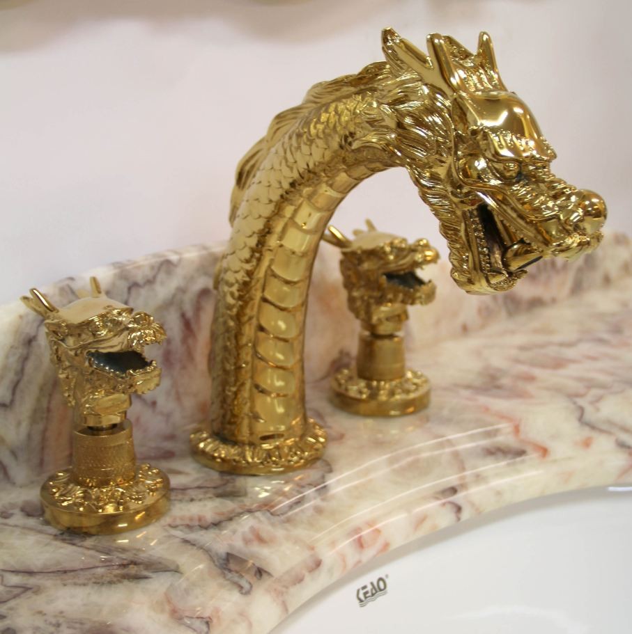 Badarmatur Drachen vergoldet