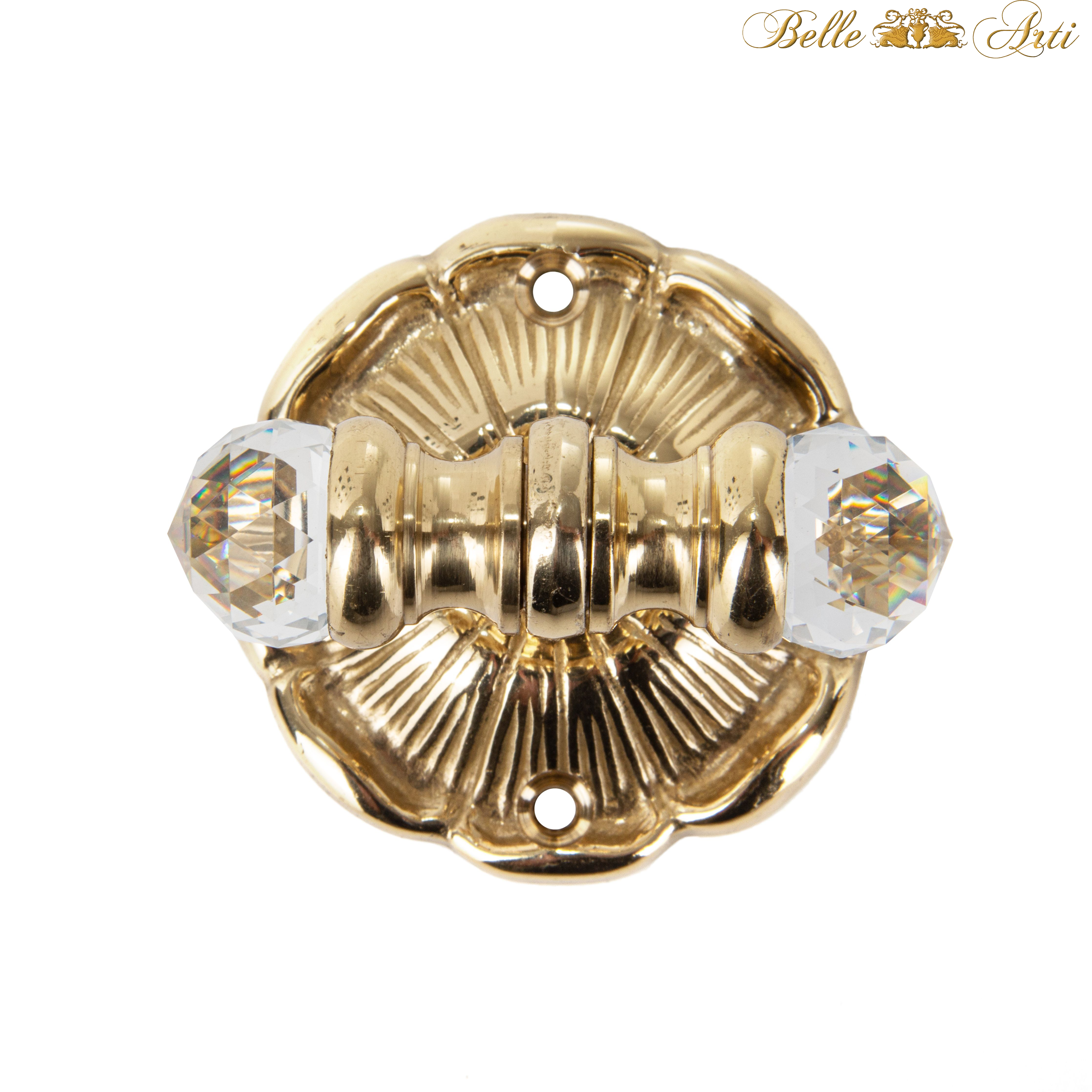 Towel hook 2-fold made of brass decorated with crystal - high quality and rustproof