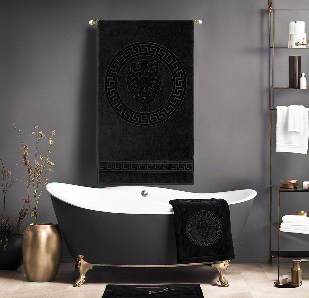 Luxurious guest towels Lion Velours in black 3D look - 100% cotton