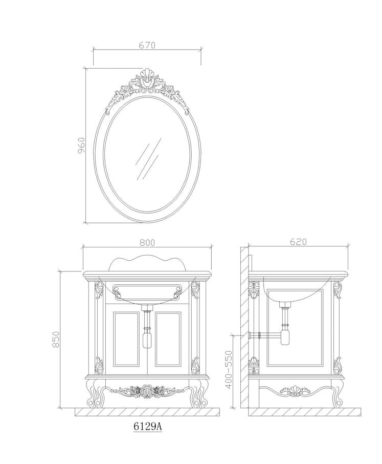 Vanity with Mirror Marble