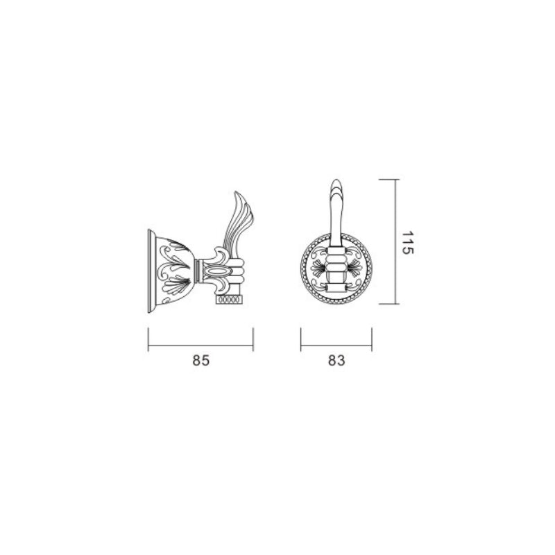Towel hook made of real brass 1-way Esclusivo - noble & rustproof
