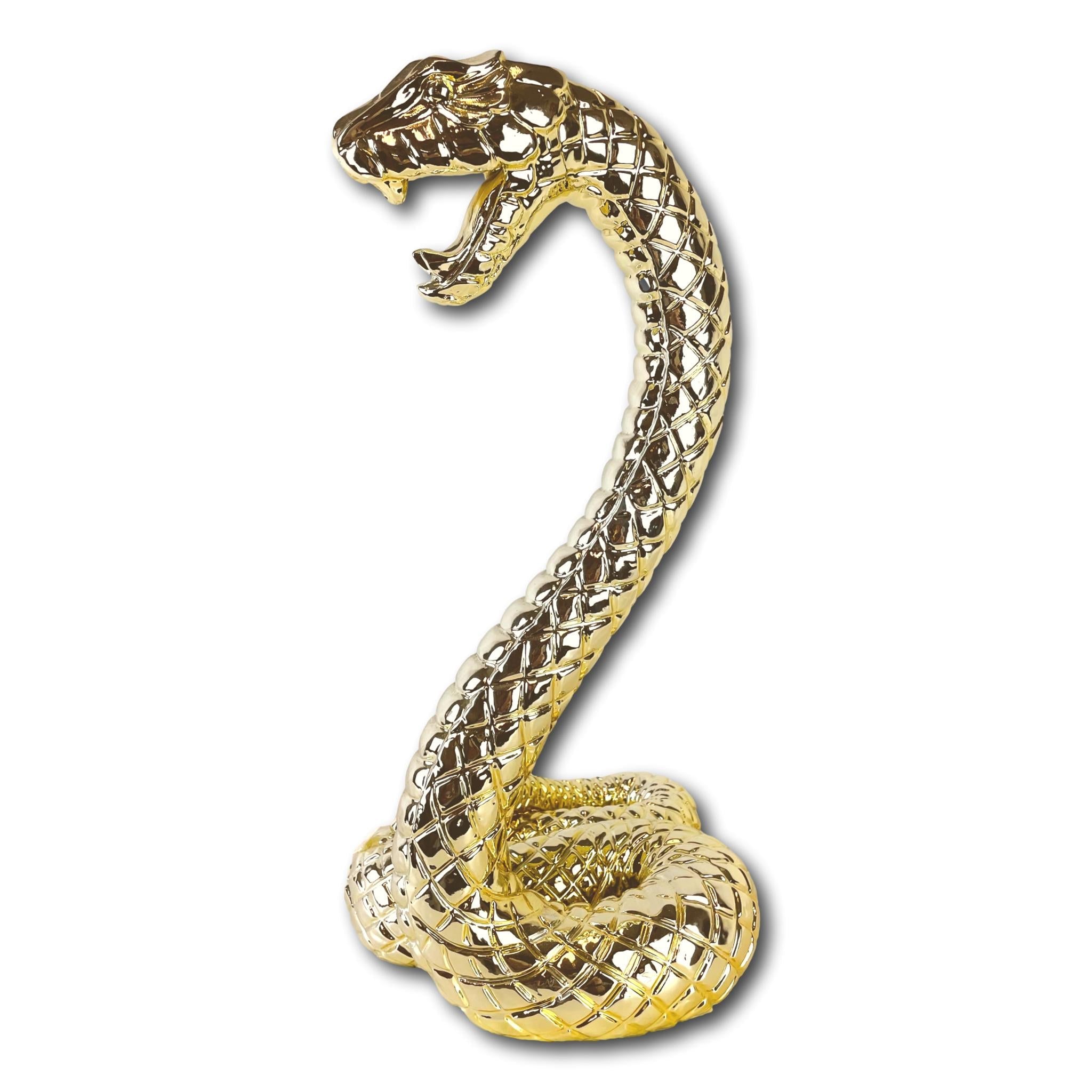 Gold-plated decorative snake made of synthetic resin