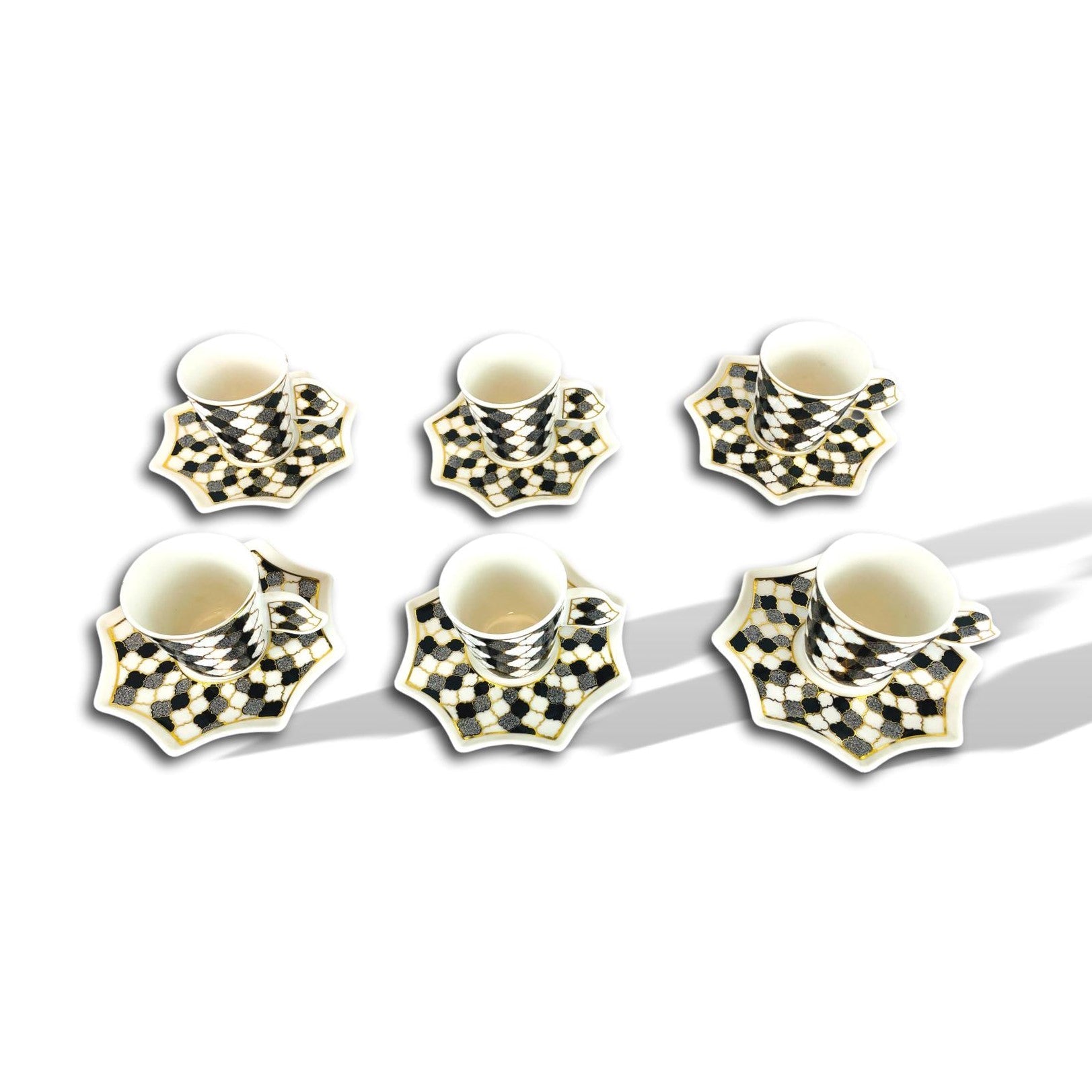 Fine espresso cups with geometric pattern