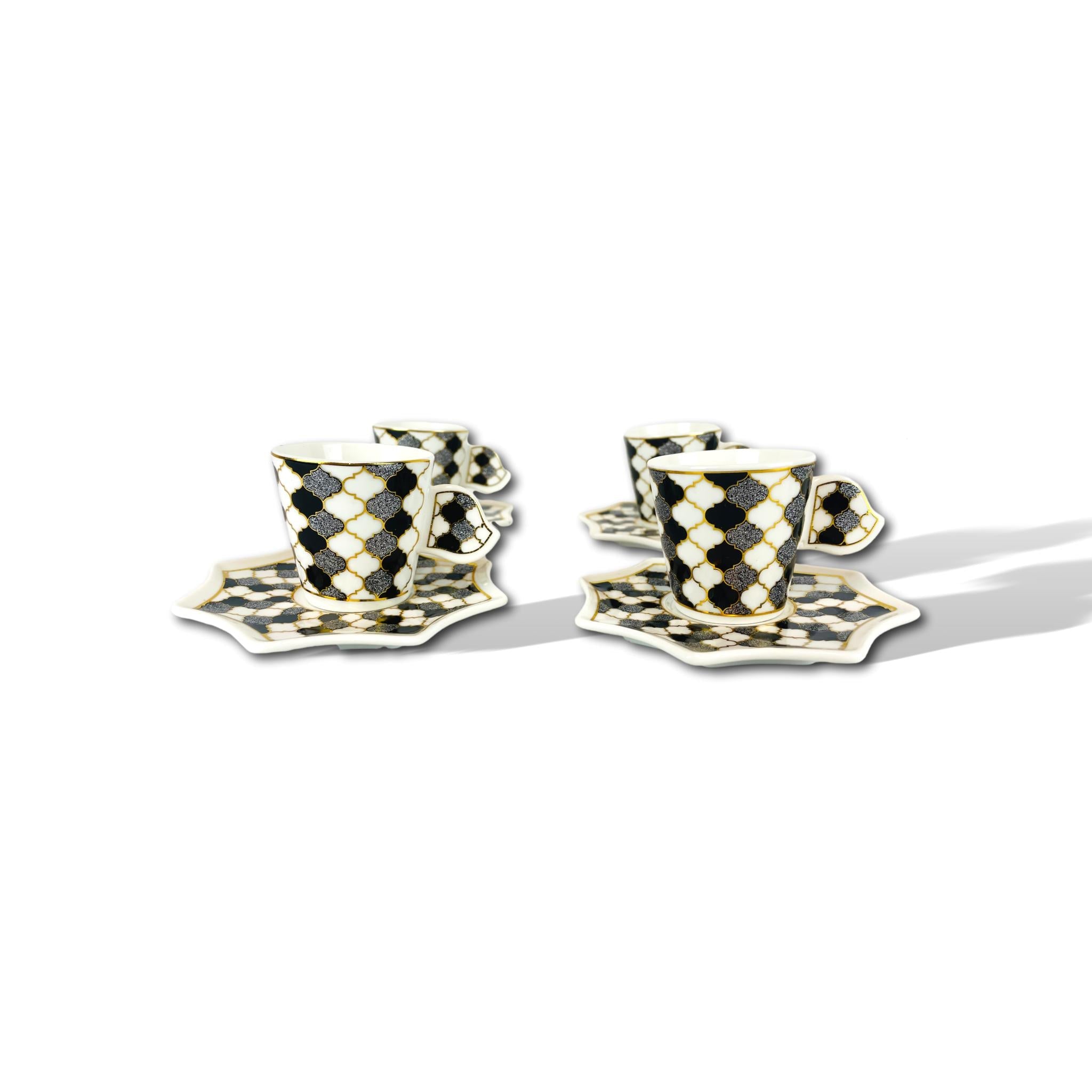 Fine espresso cups with geometric pattern