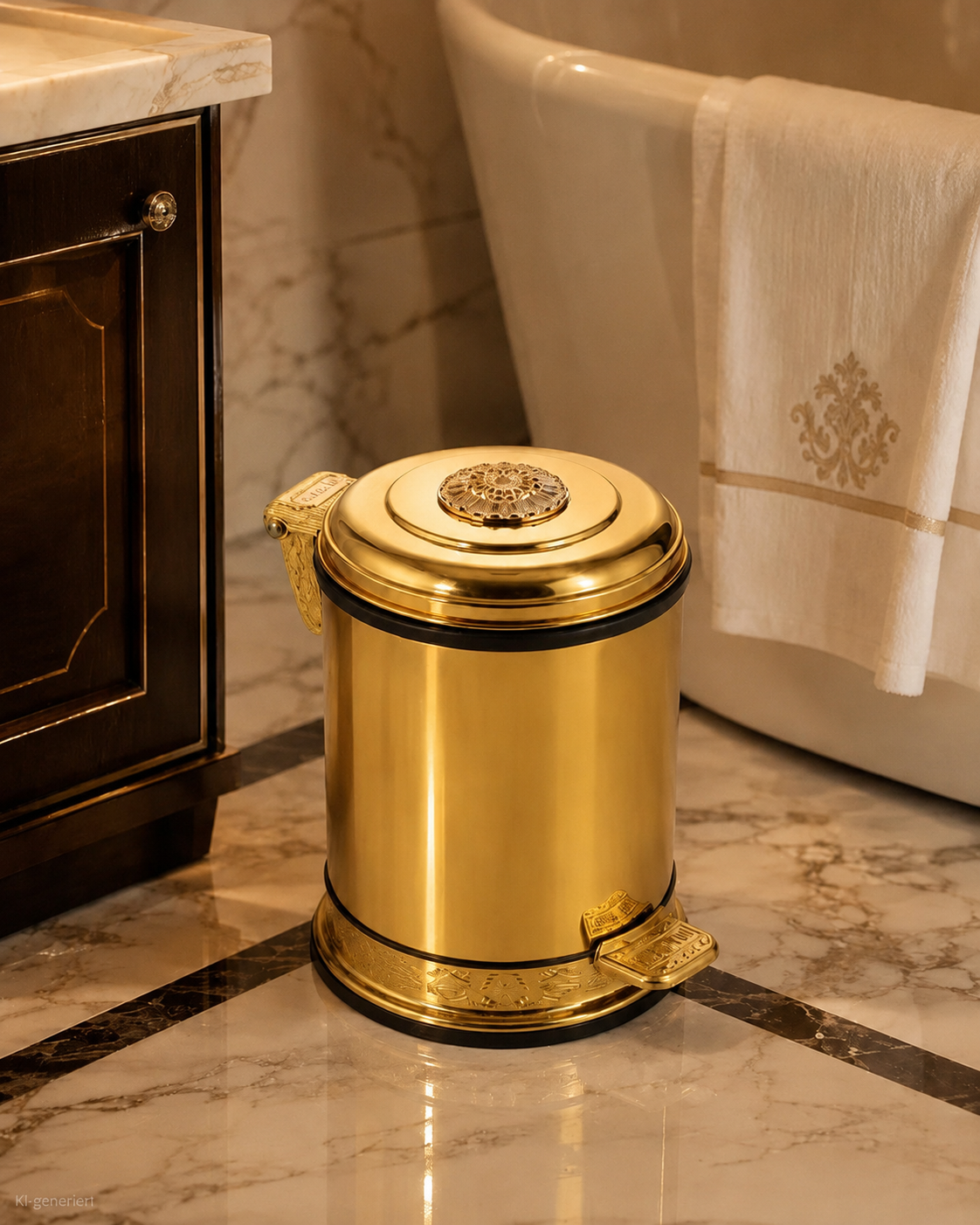 Goldener Treteimer aus Edelstahl mit Fußpedal 10L