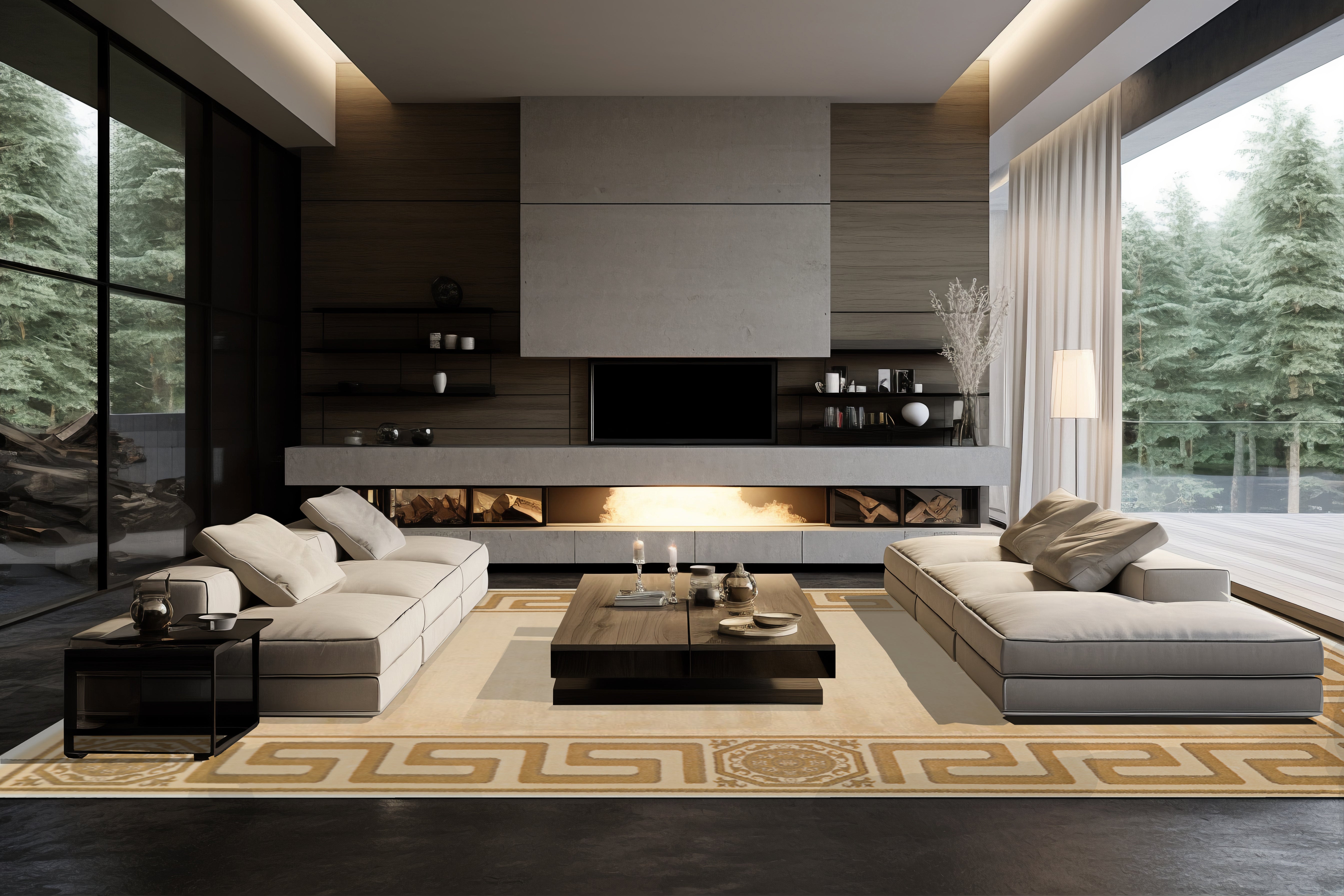 Teppich Mäander Beige