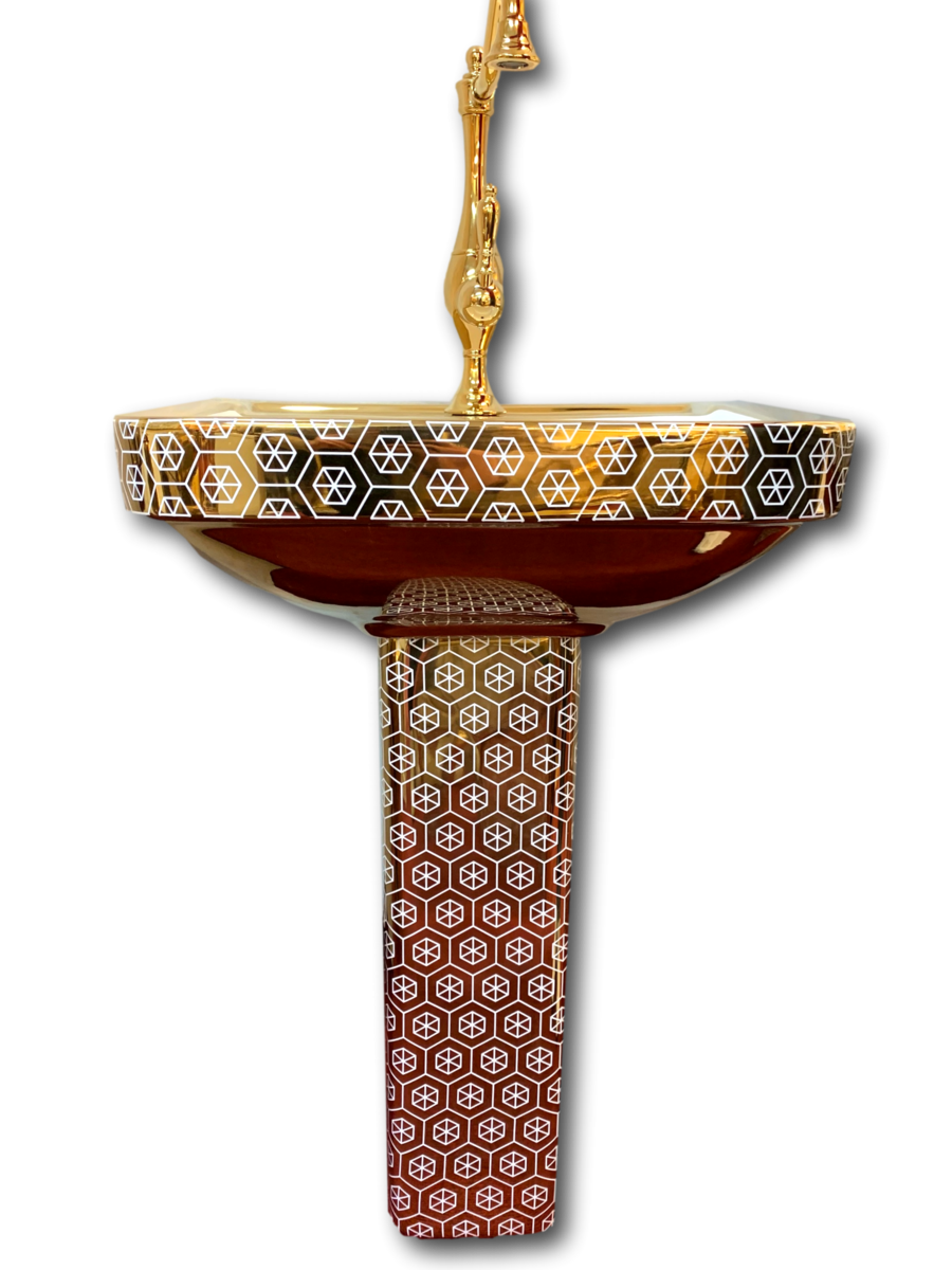 Goldene Toilette Kariert Sechseckig Modell 2