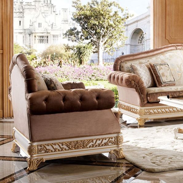 Couchgarnitur & Wohnzimmer Michelangelo Creme/Gold