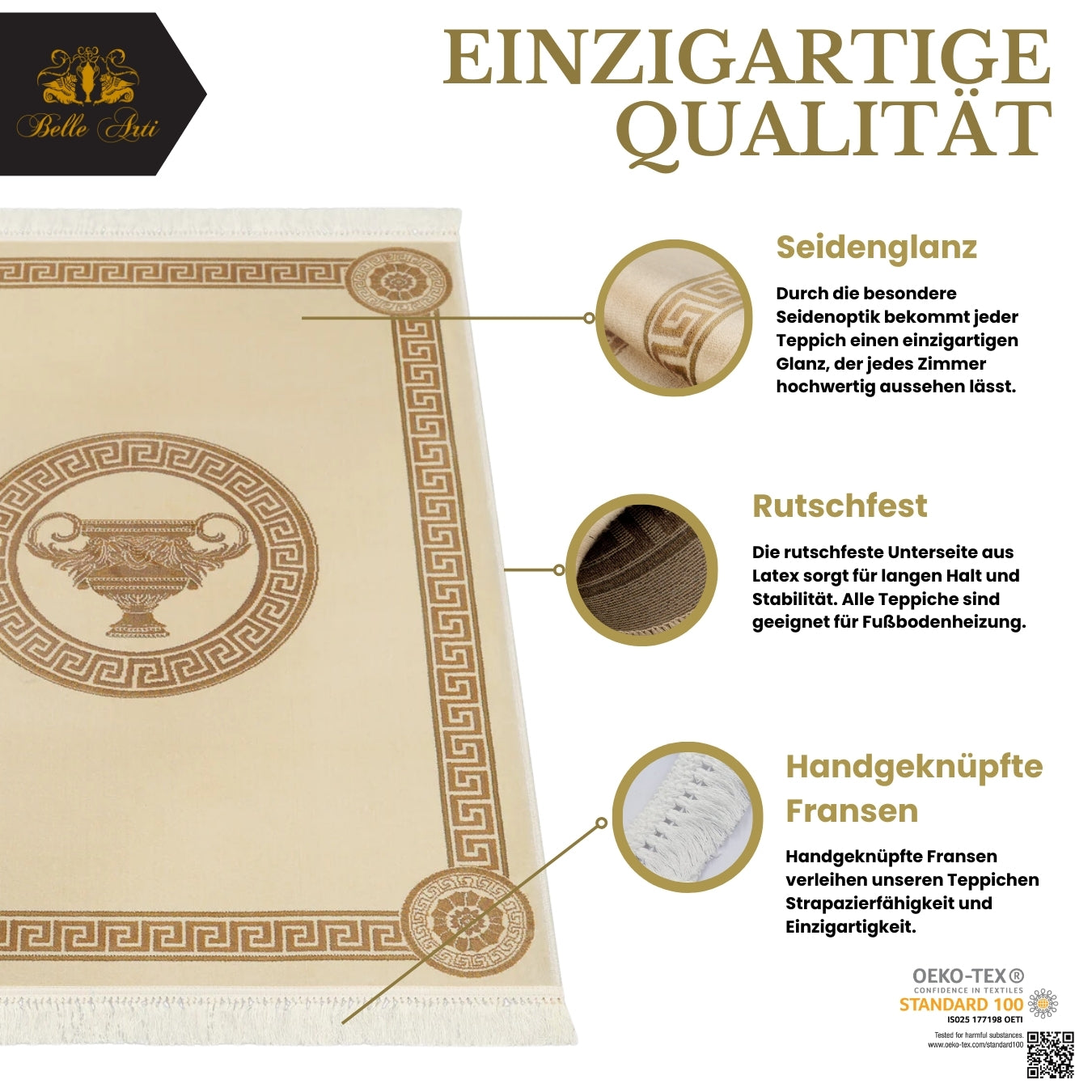Teppich Rund Amphore Beige
