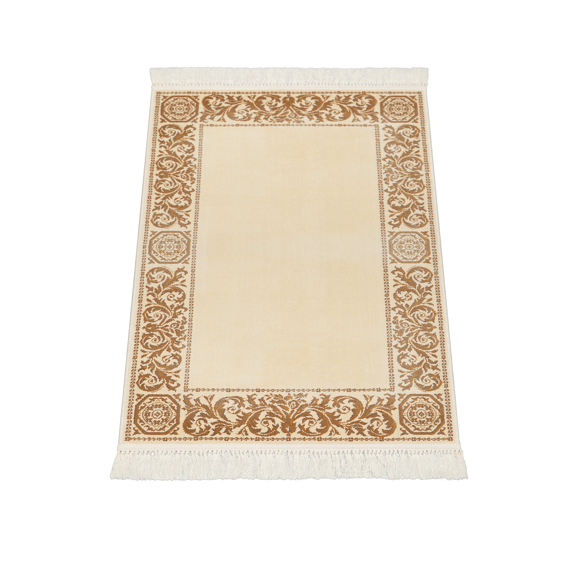 Luxus Teppich Barock Wohnzimmer in beige gold - 100% Viskose, Kurzflor, rutschfest, antiallergisch, ökologisch getestet