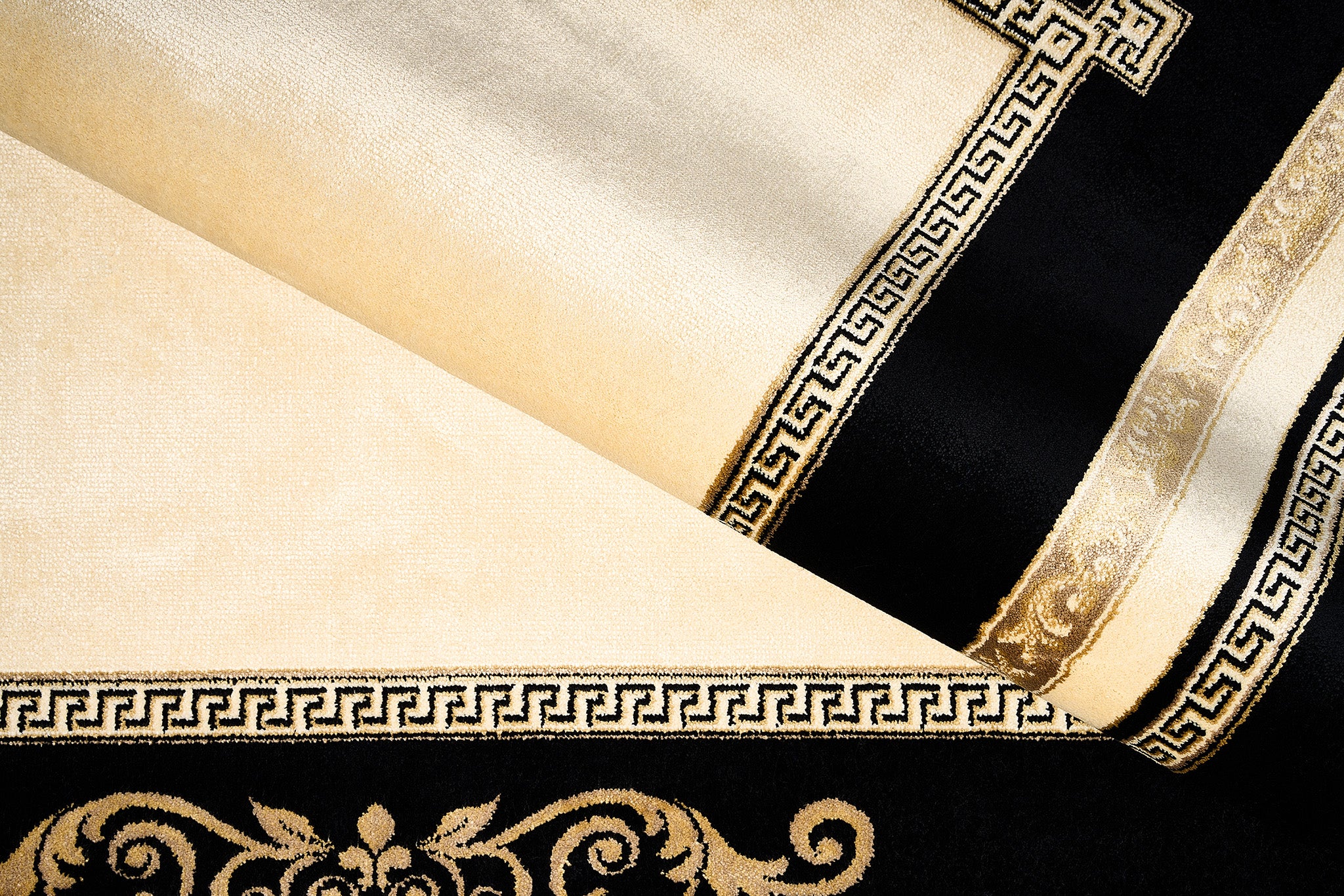 Teppich Florenz schwarz gold rund