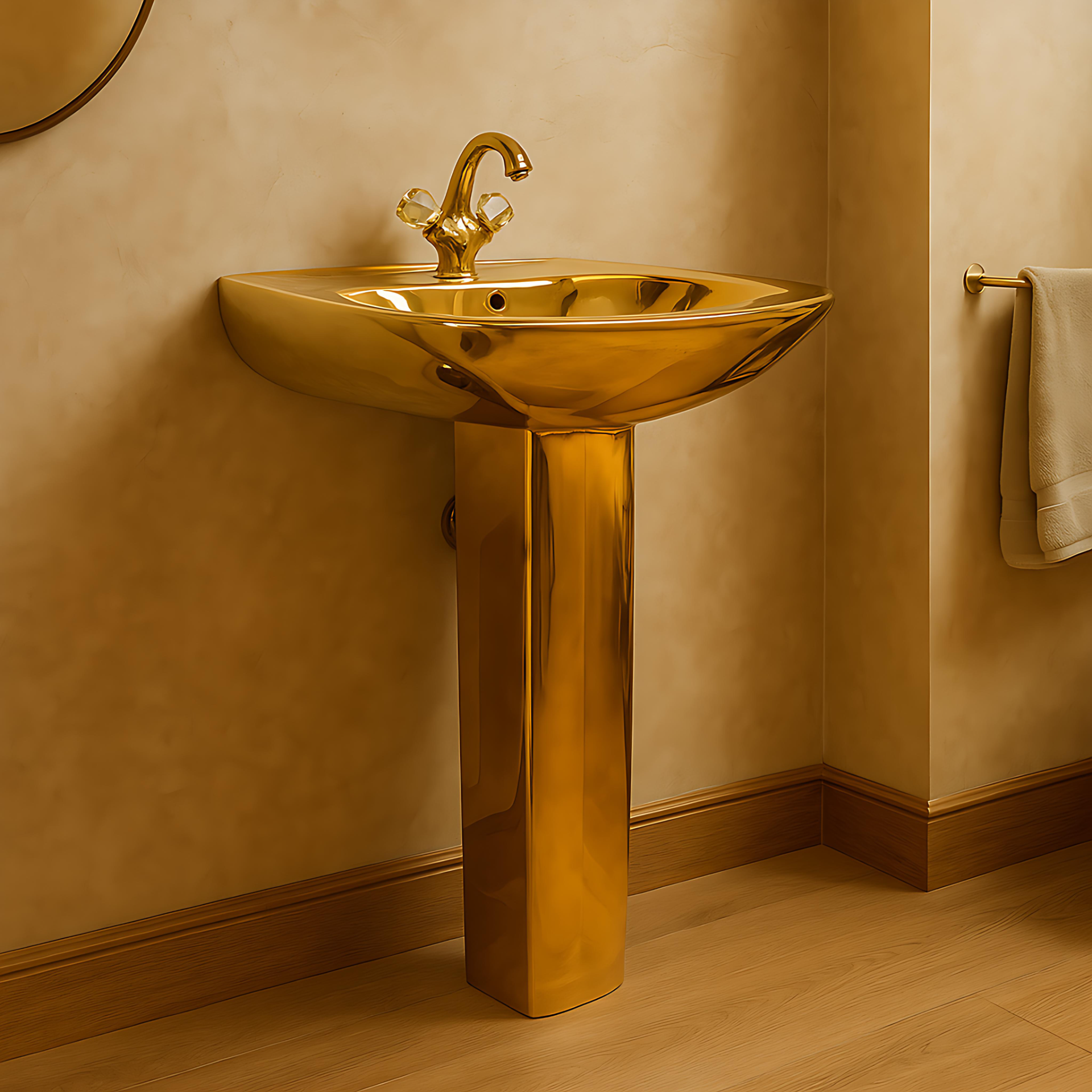 Exklusive Toilette & Waschbecken Gold innen und außen