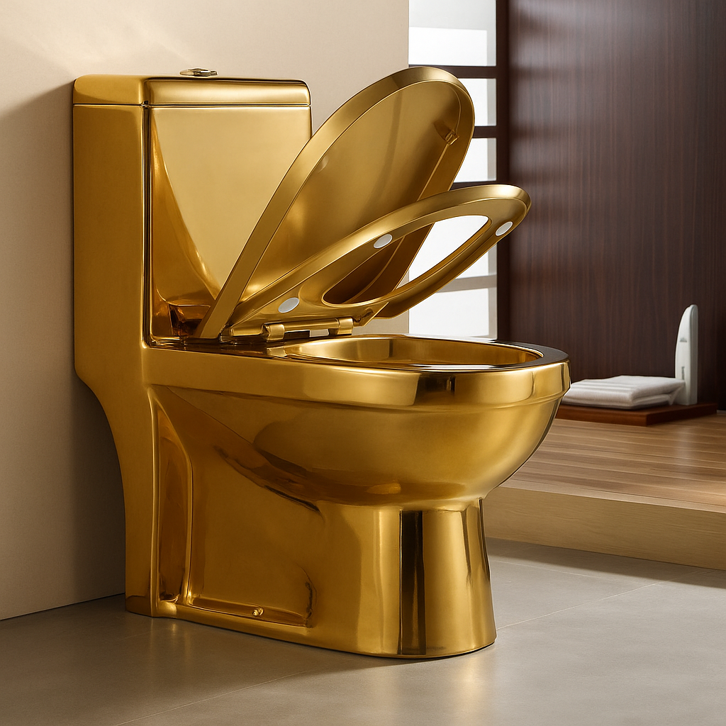 Exklusive Toilette & Waschbecken Gold innen und außen