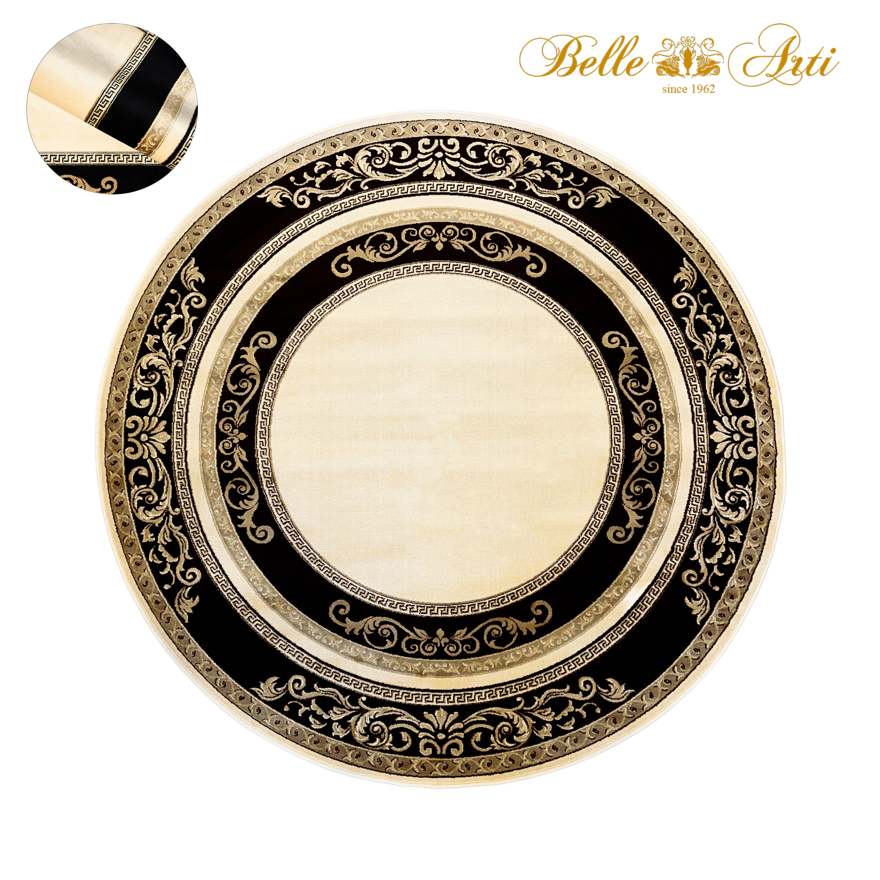 Teppich Florenz schwarz gold rund
